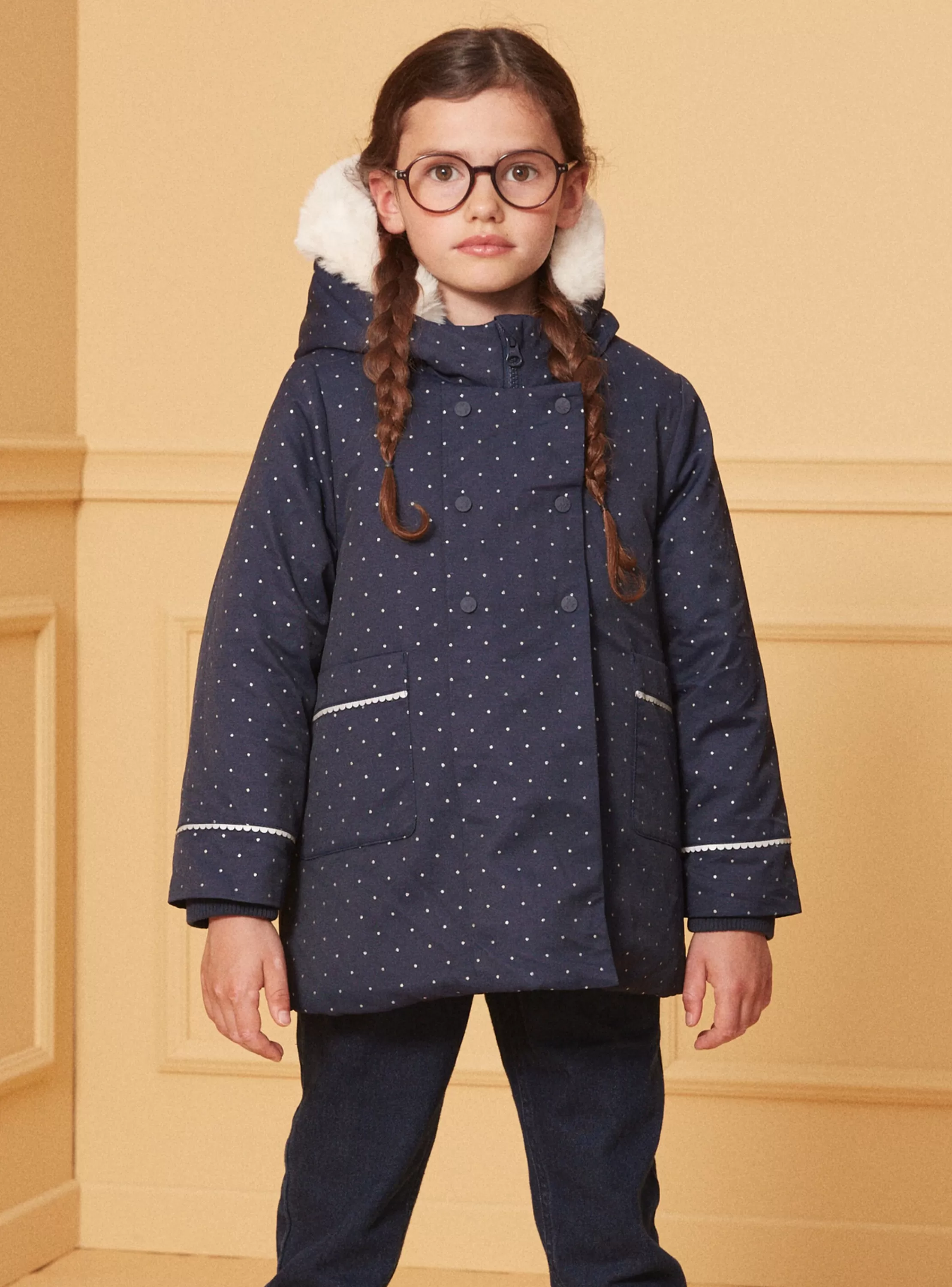 Best Sergent Major Parka 3 en 1 marine à pois argentés