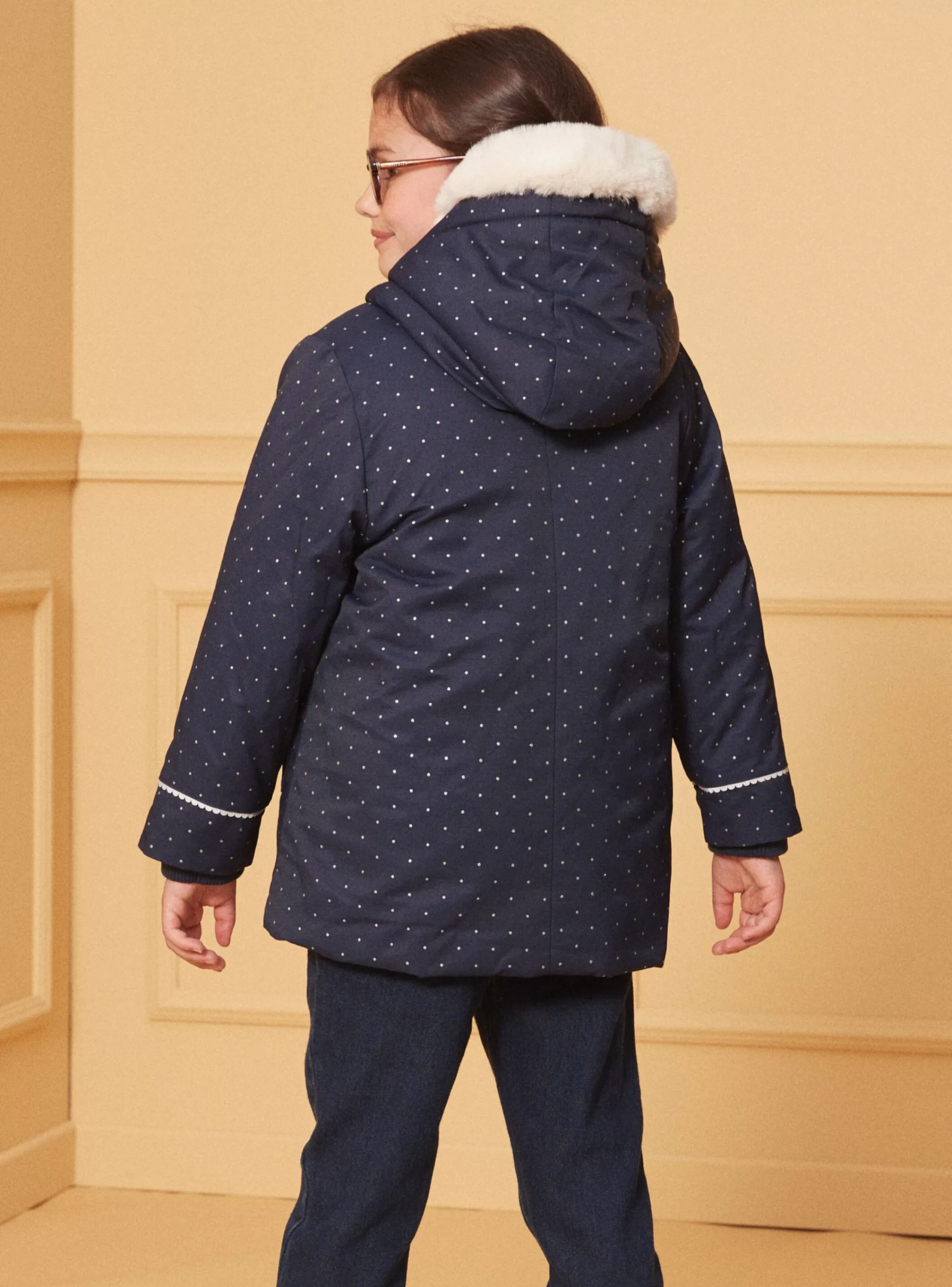 Best Sergent Major Parka 3 en 1 marine à pois argentés