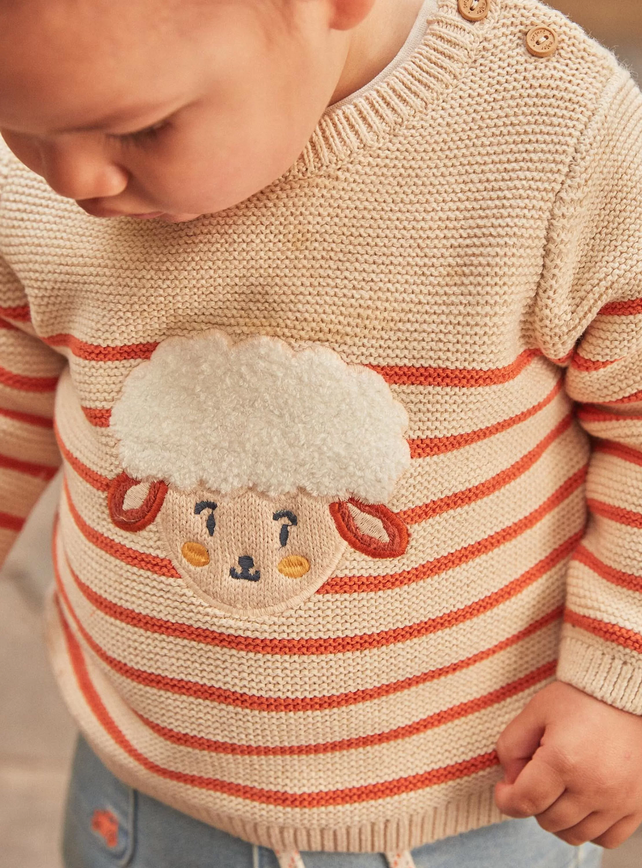 Clearance Sergent Major Pull beige clair à imprimé à rayures