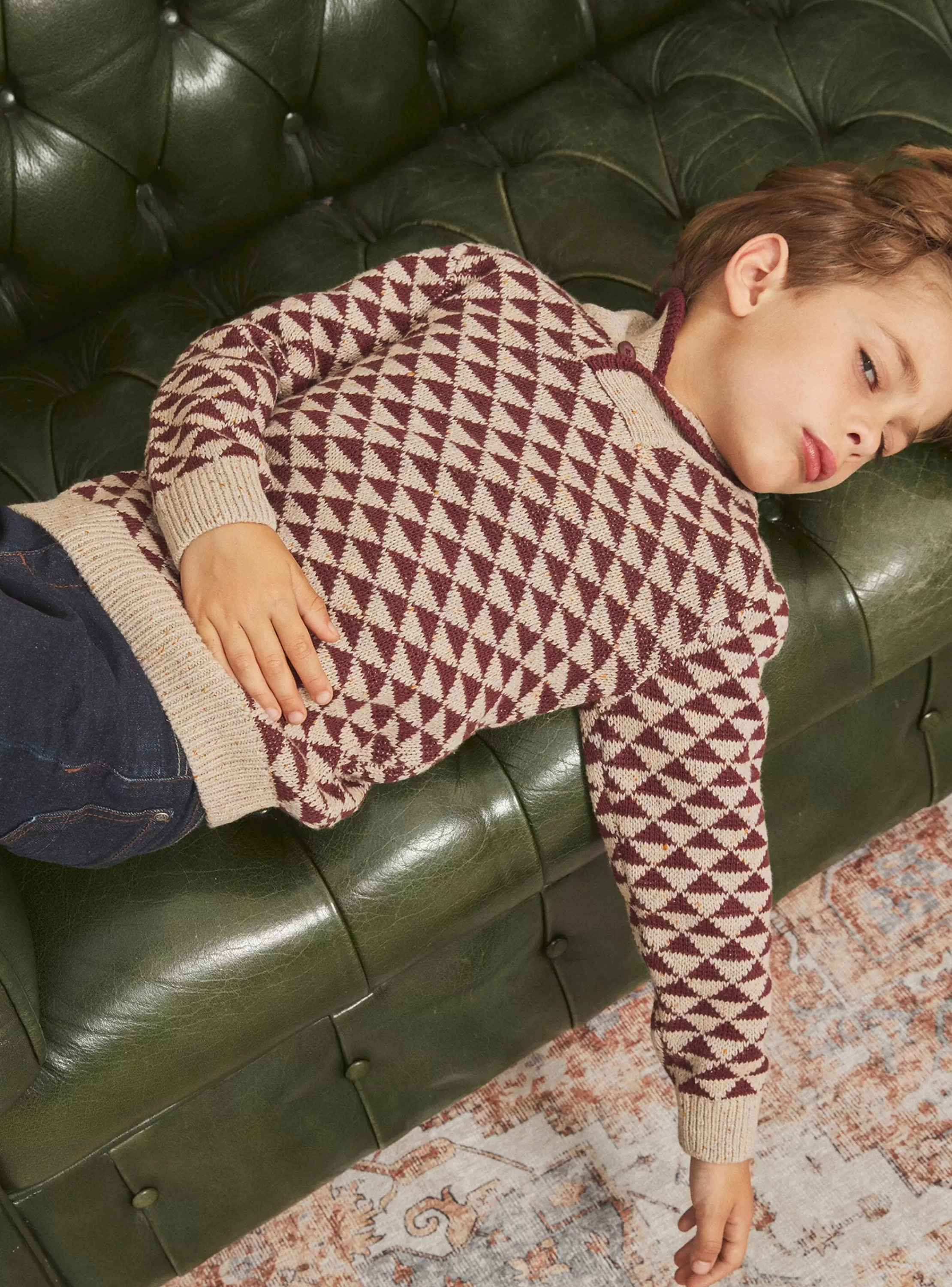 Outlet Sergent Major Pull beige et marron en jacquard