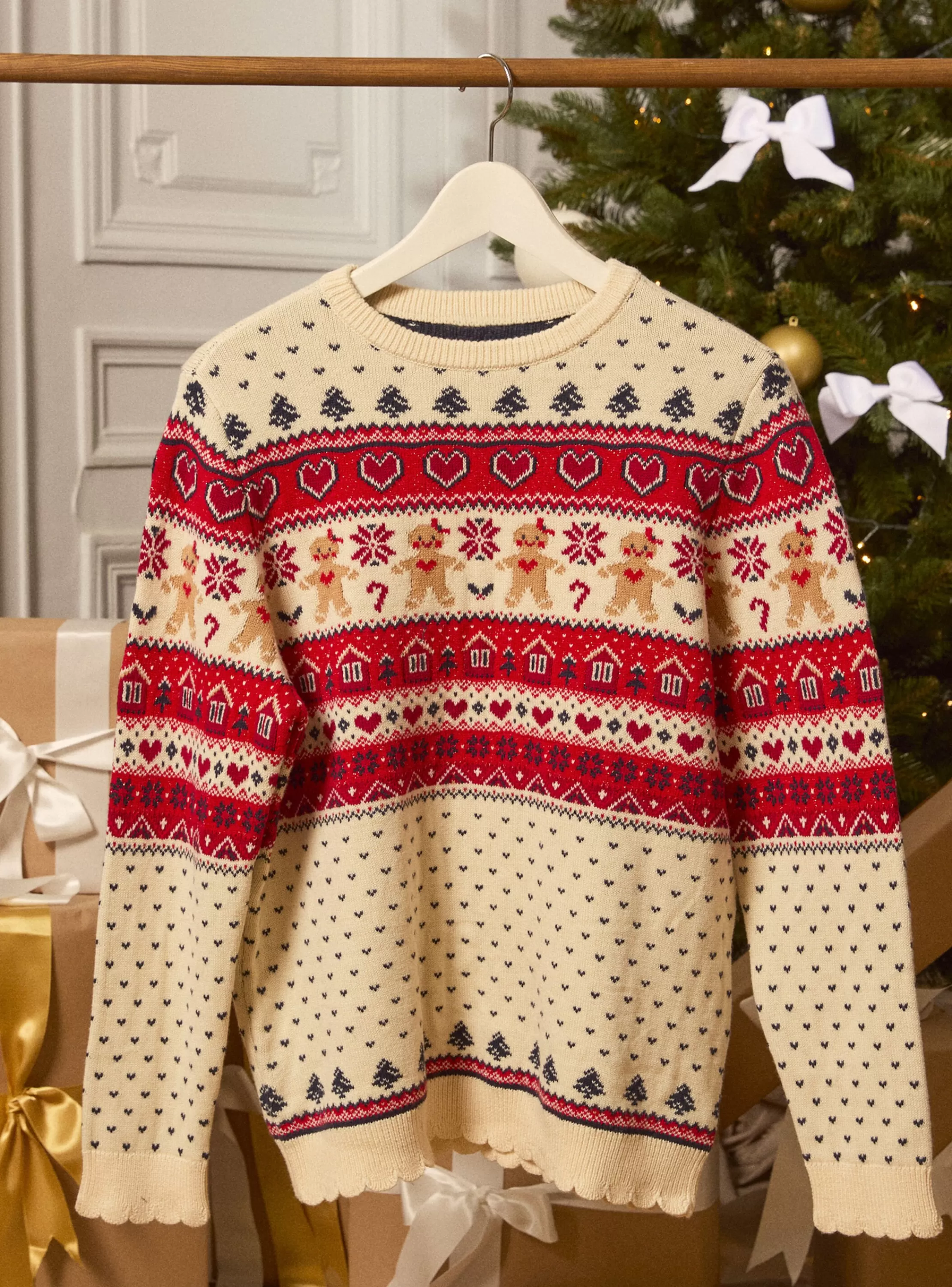 Store Sergent Major Pull de noël en jacquard femme