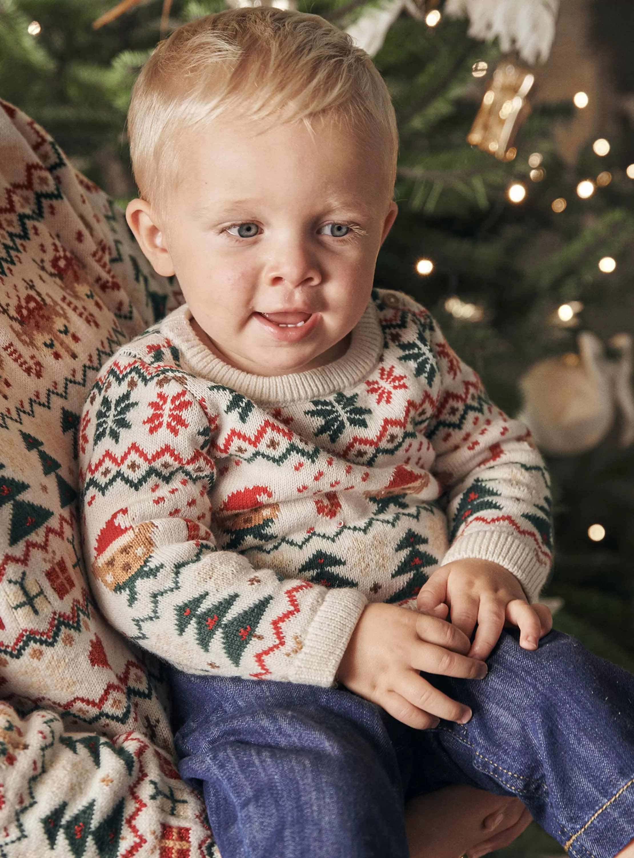 Sale Sergent Major Pull écru à imprimé Noël