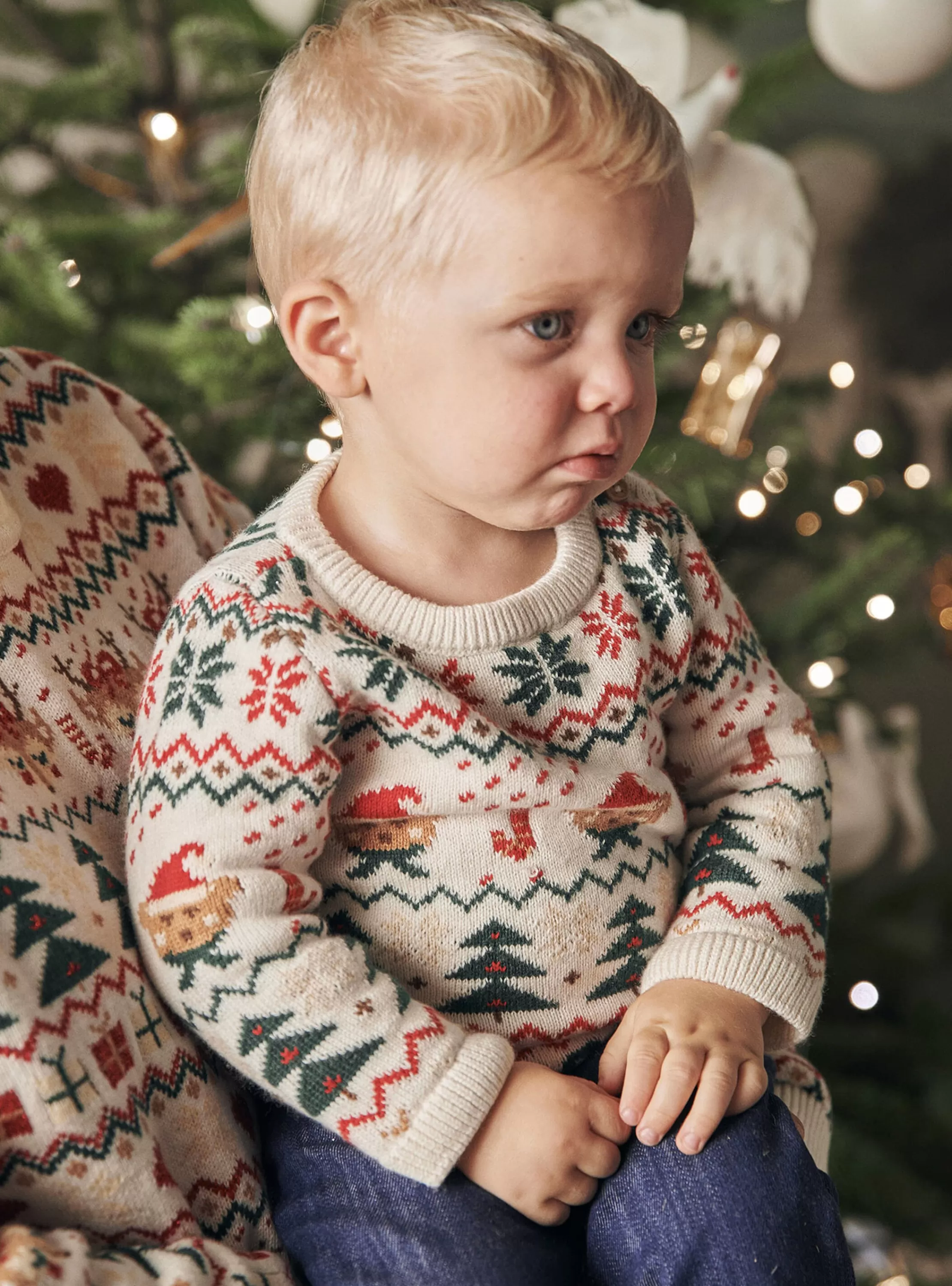 Sale Sergent Major Pull écru à imprimé Noël