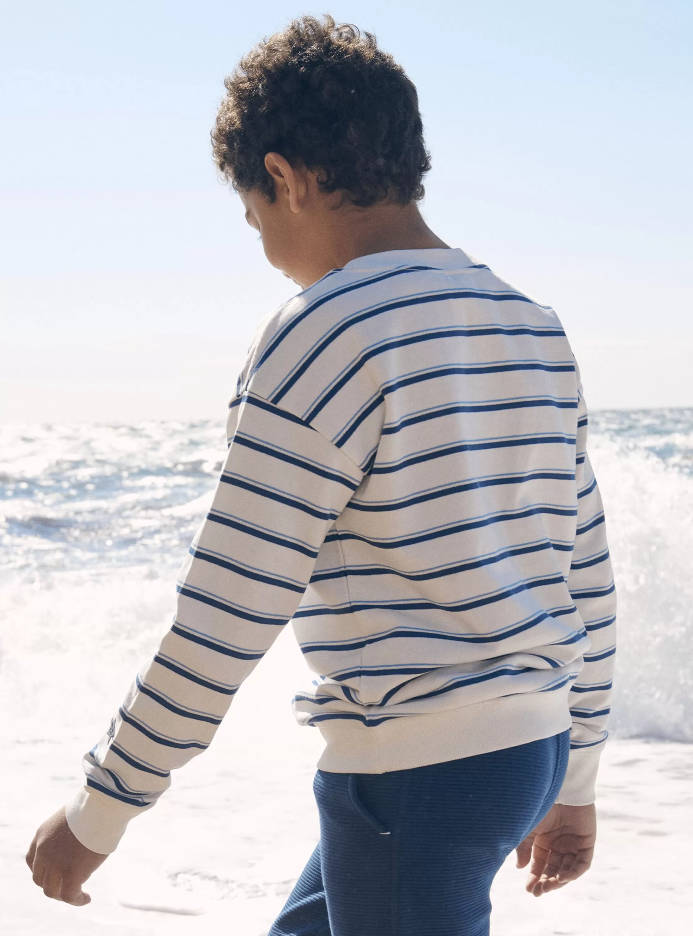 Clearance Sergent Major Pull écru et bleu à imprimé à rayures