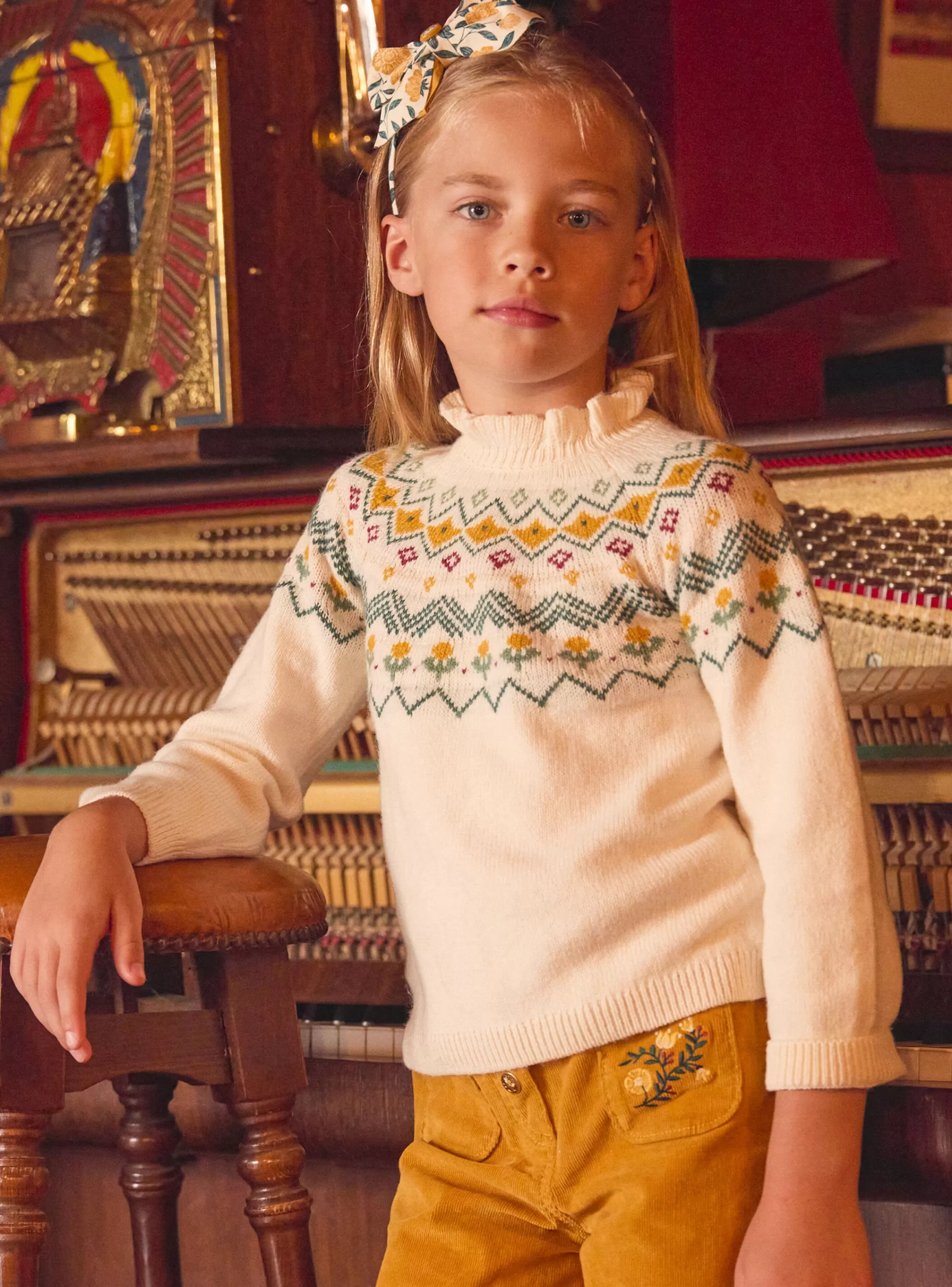 Clearance Sergent Major Pull  en jacquard écru
