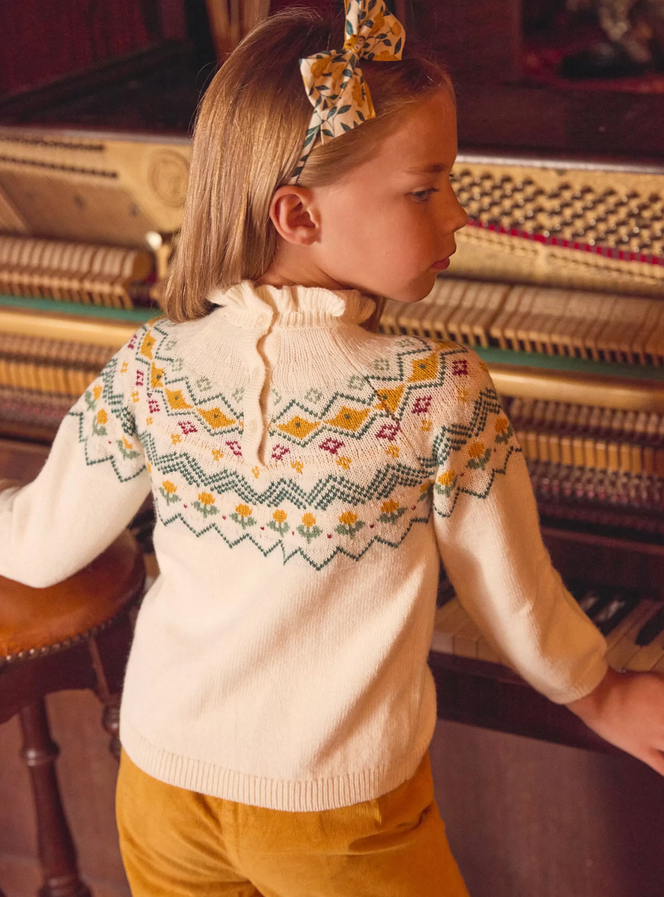 Clearance Sergent Major Pull  en jacquard écru