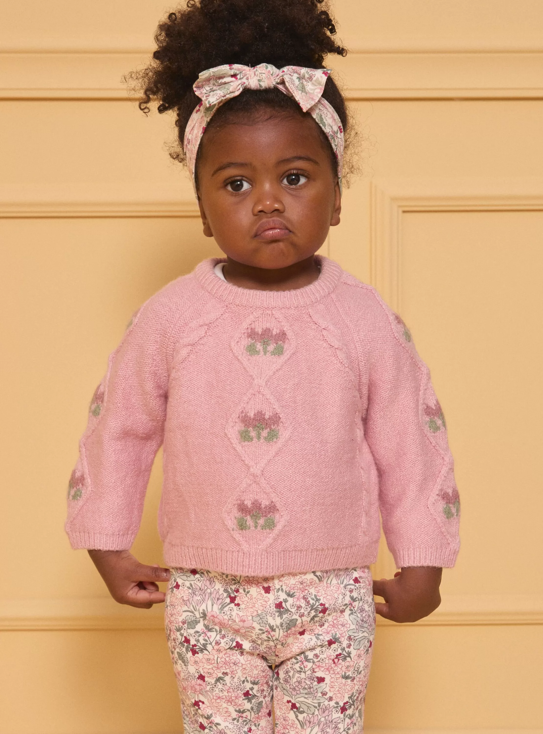 Discount Sergent Major Pull torsadé rose pâle fleurs