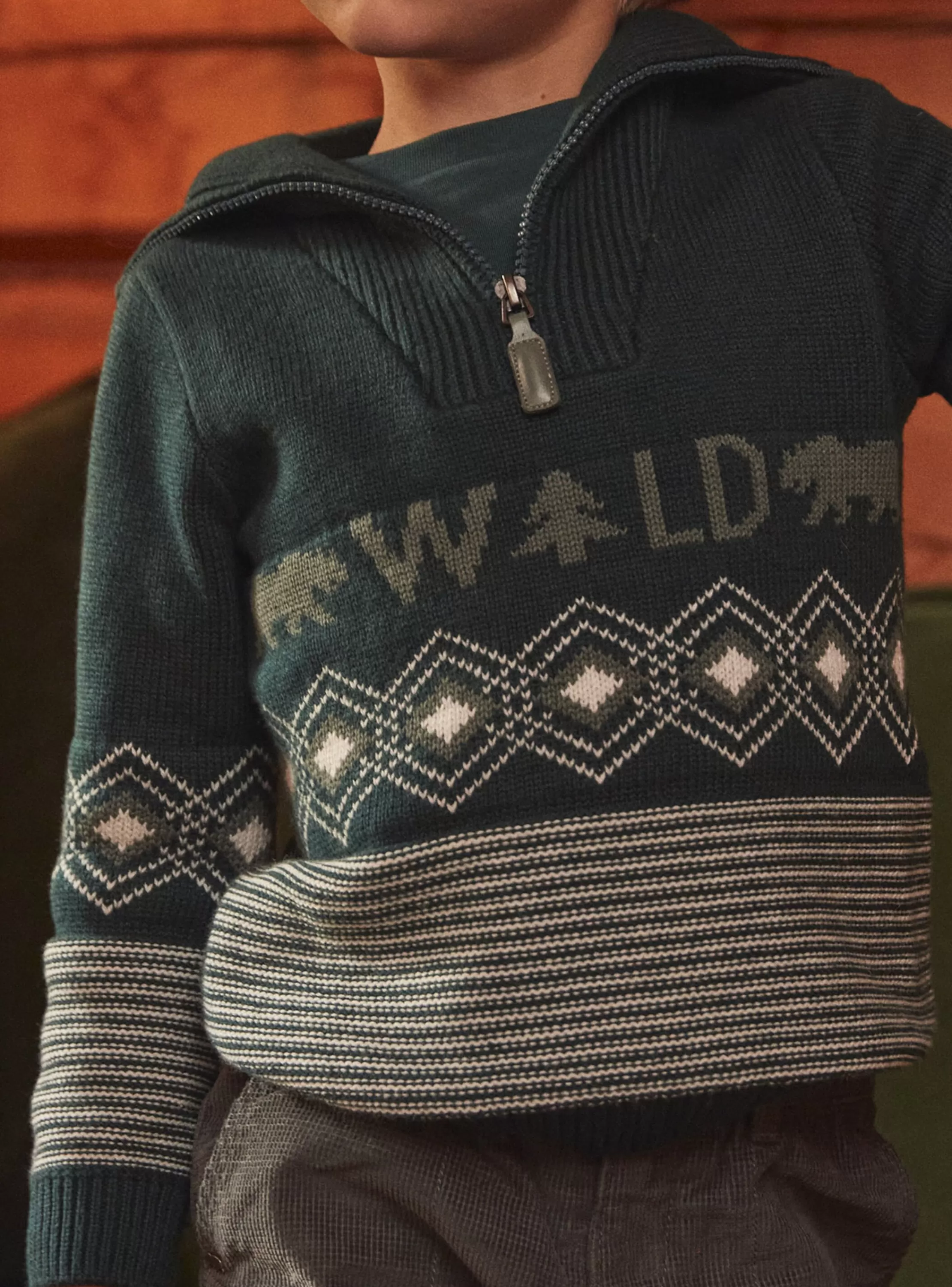 Online Sergent Major Pull vert bouteille en jacquard