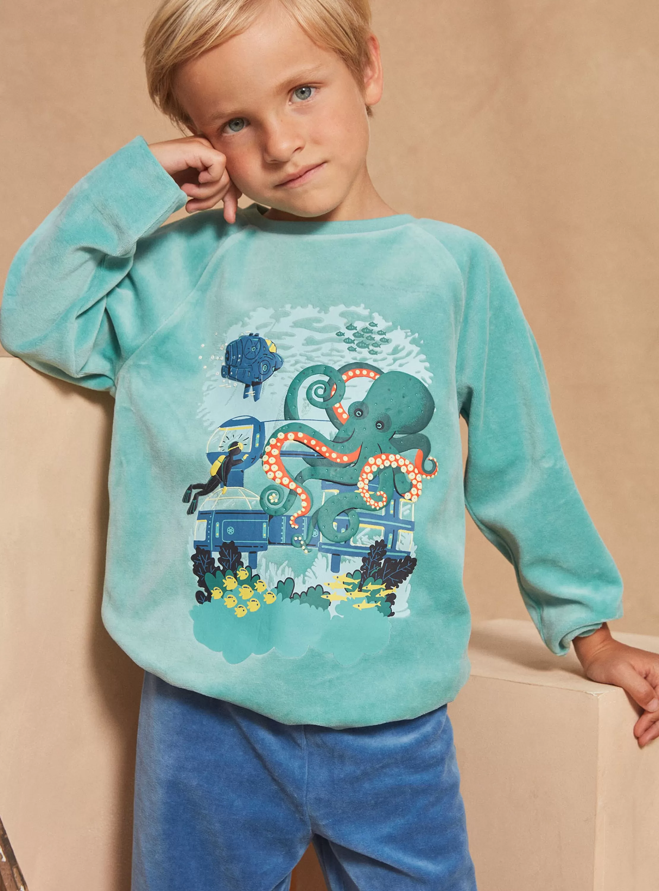 Cheap Sergent Major Pyjama bleu en velours