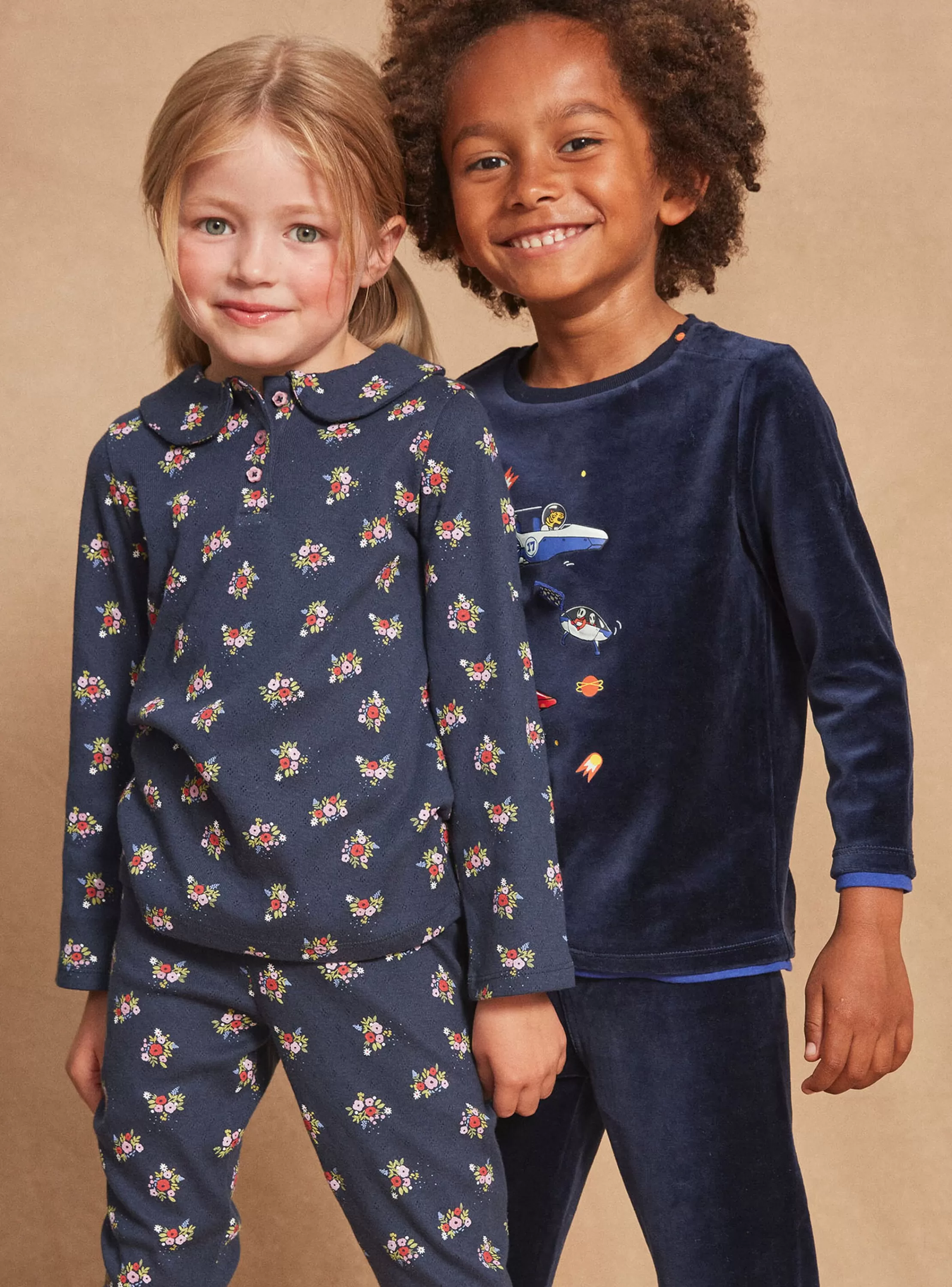 Fashion Sergent Major Pyjama bleu marine à imprimé fleuri