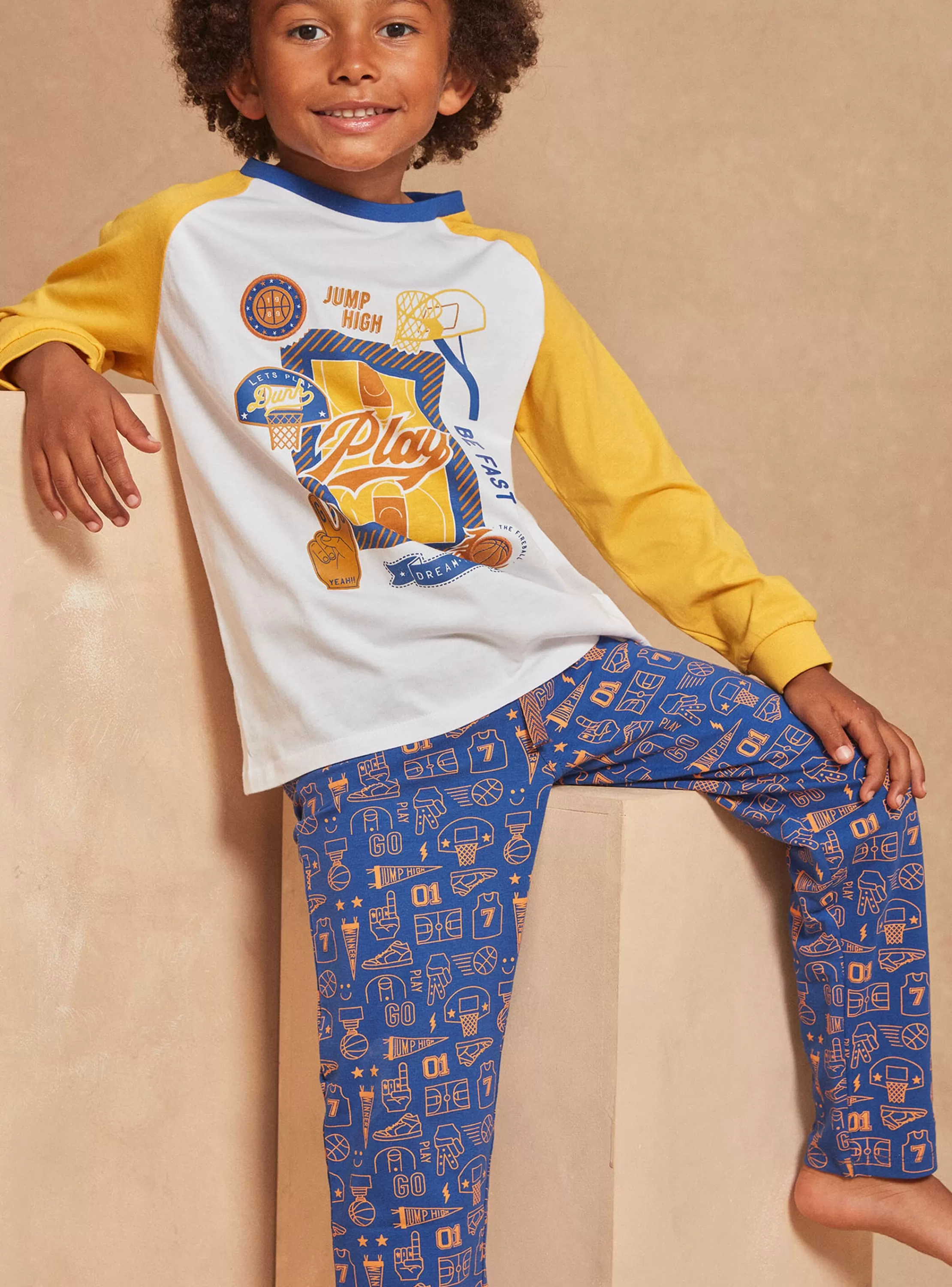 New Sergent Major Pyjama bleu roi et jaune en jersey