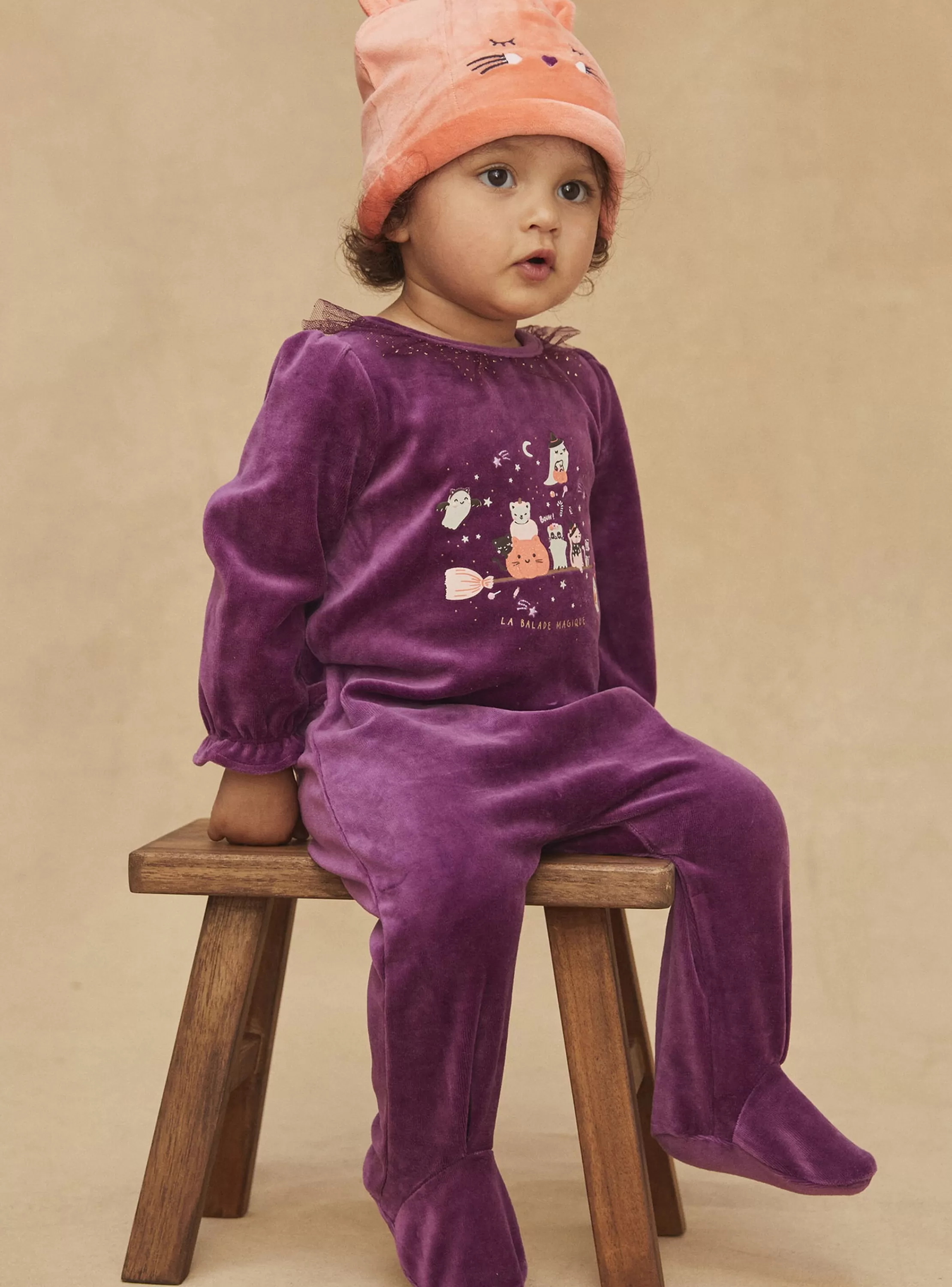 Shop Sergent Major Pyjama et bonnet violet en velours