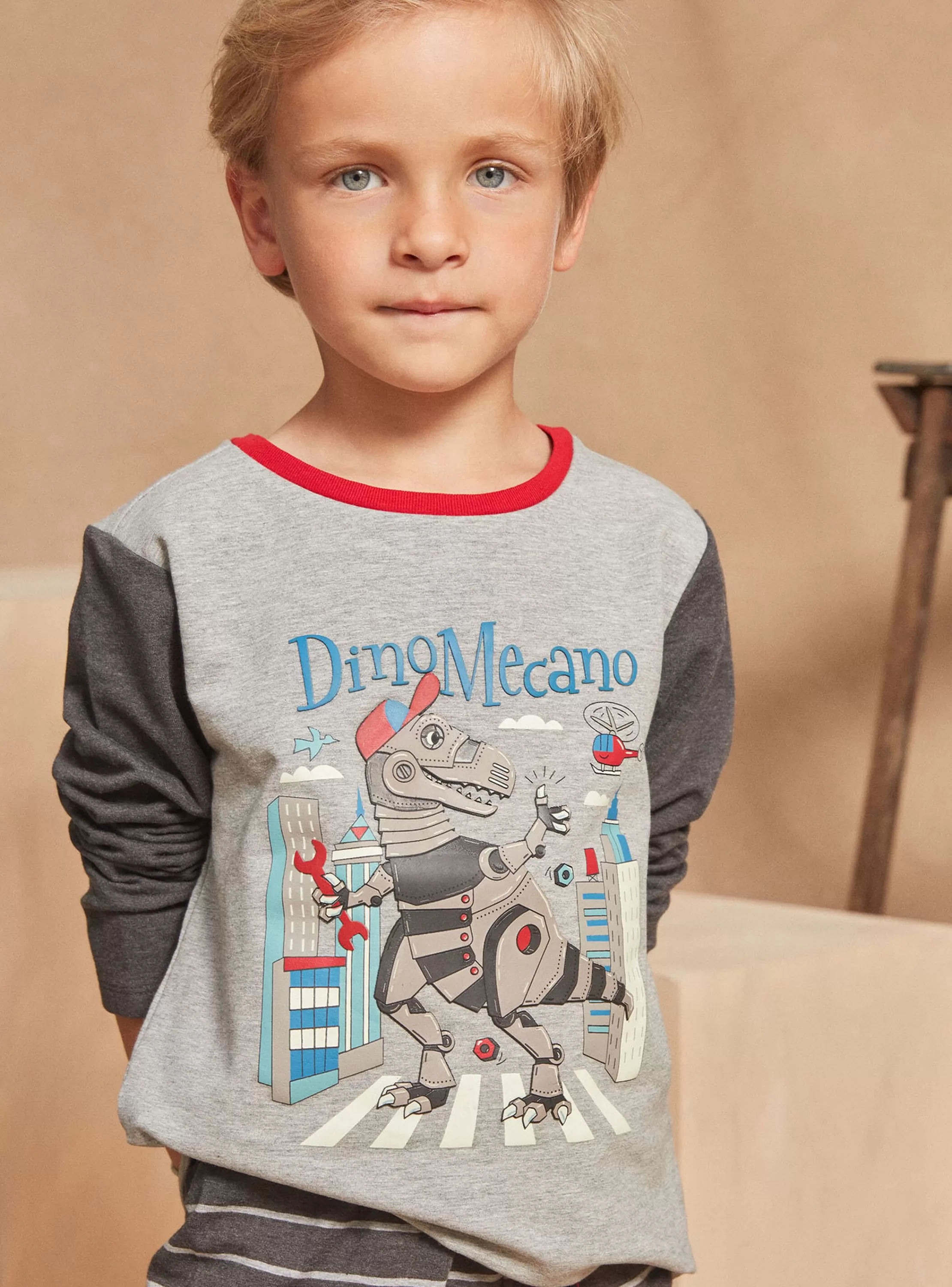 Flash Sale Sergent Major Pyjama gris chiné en molleton gratté et jersey