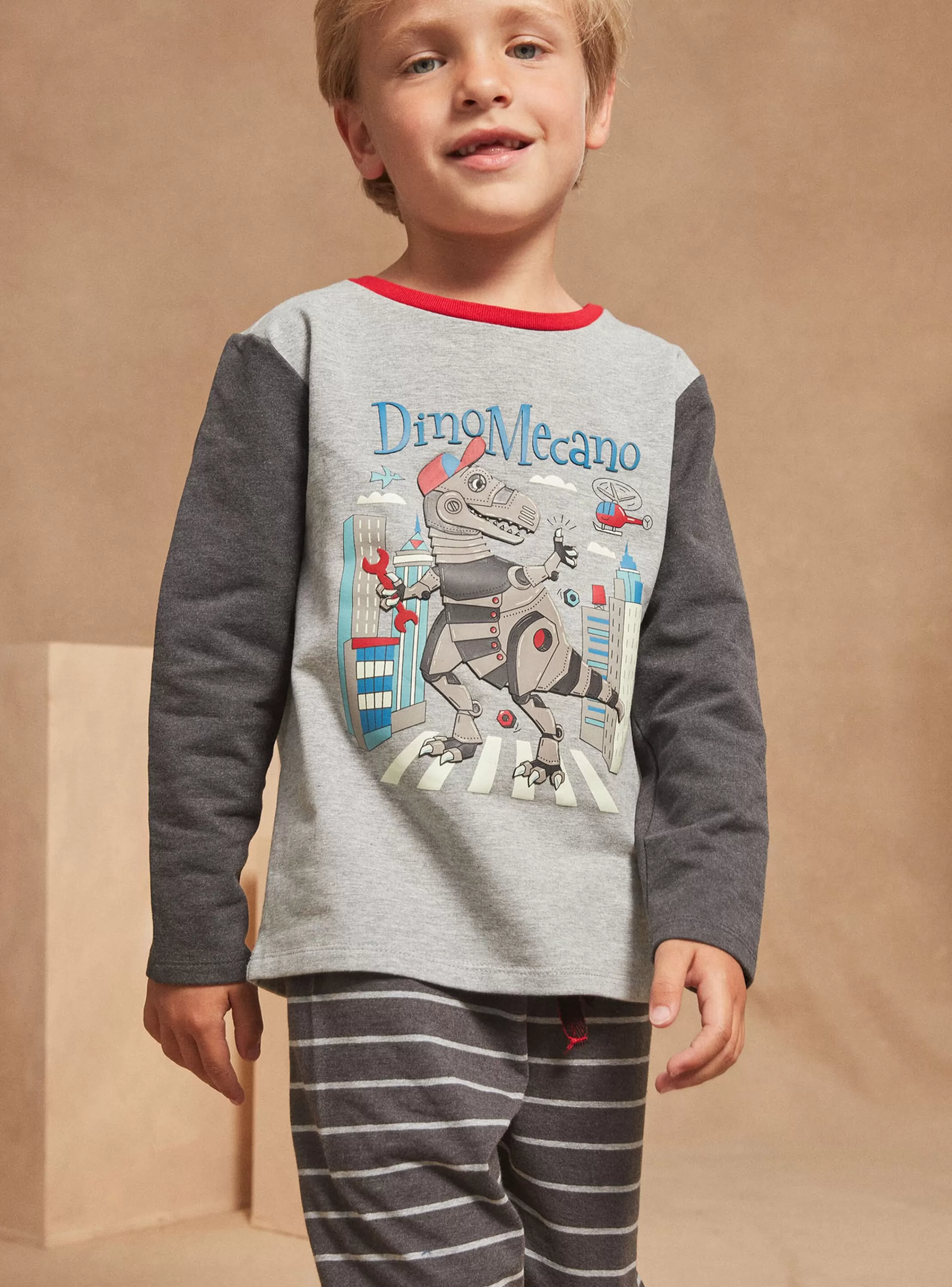 Flash Sale Sergent Major Pyjama gris chiné en molleton gratté et jersey