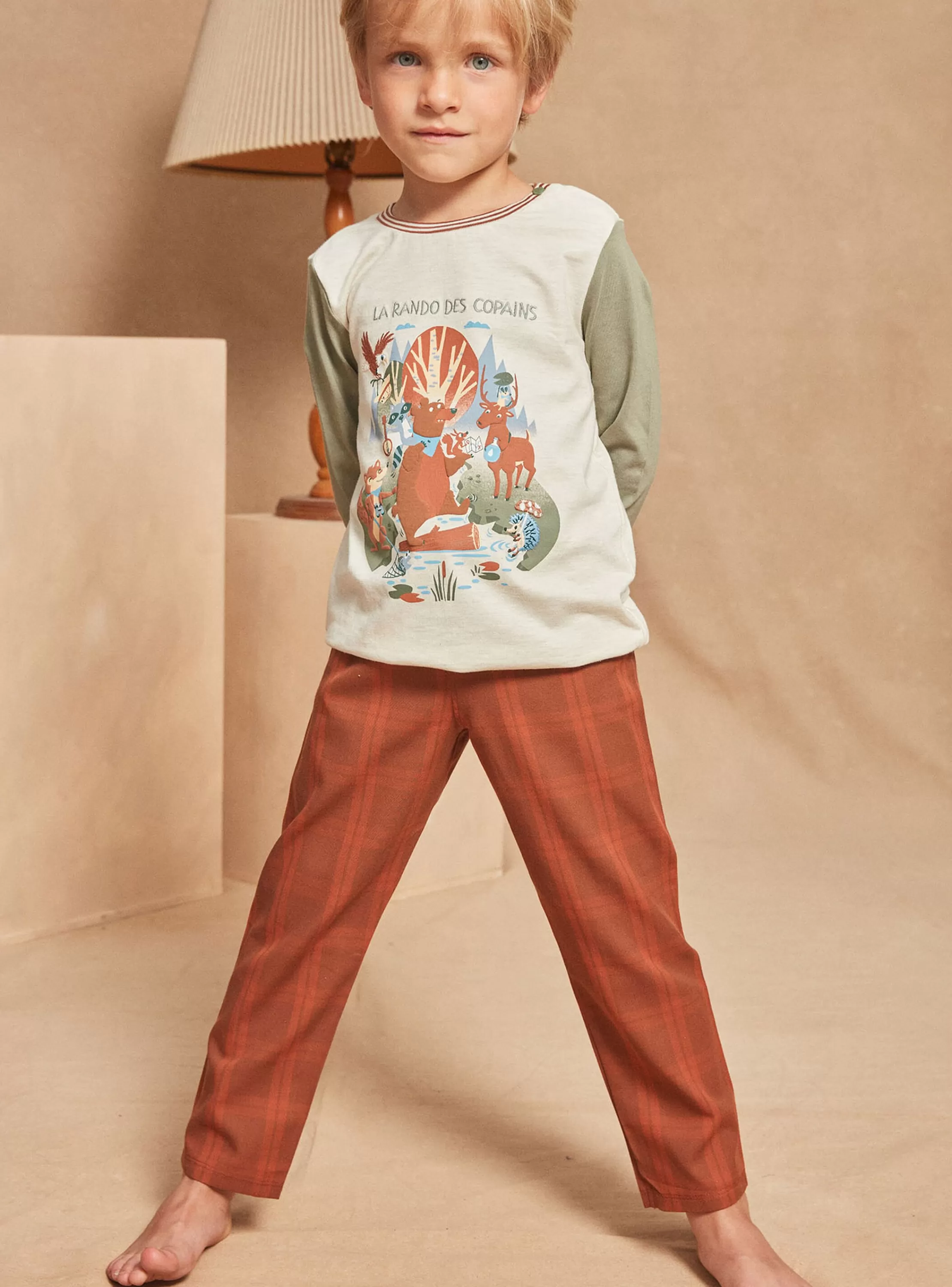 Sale Sergent Major Pyjama noisette en jersey et flannelle