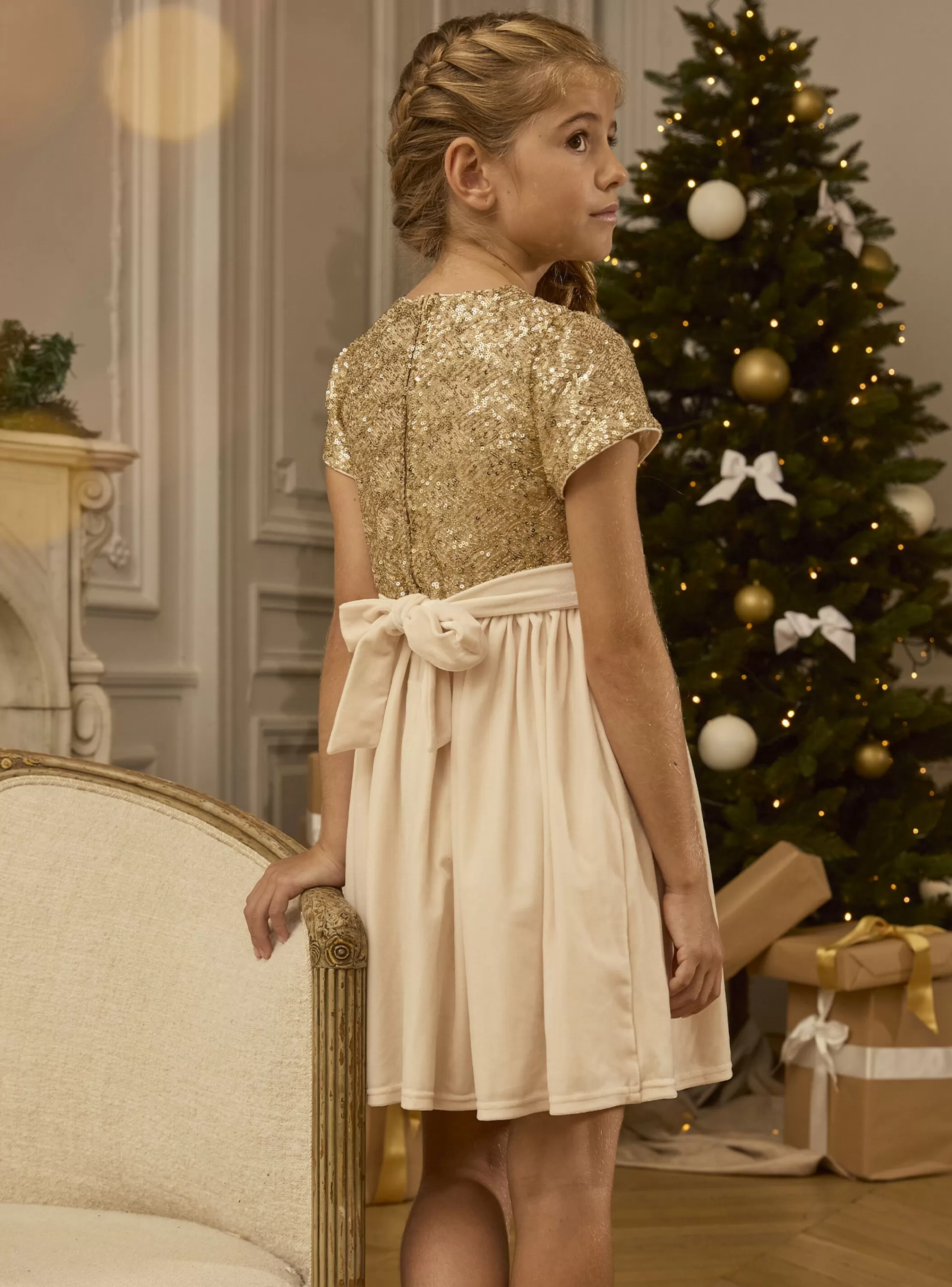 Fashion Sergent Major Robe à sequins dorés