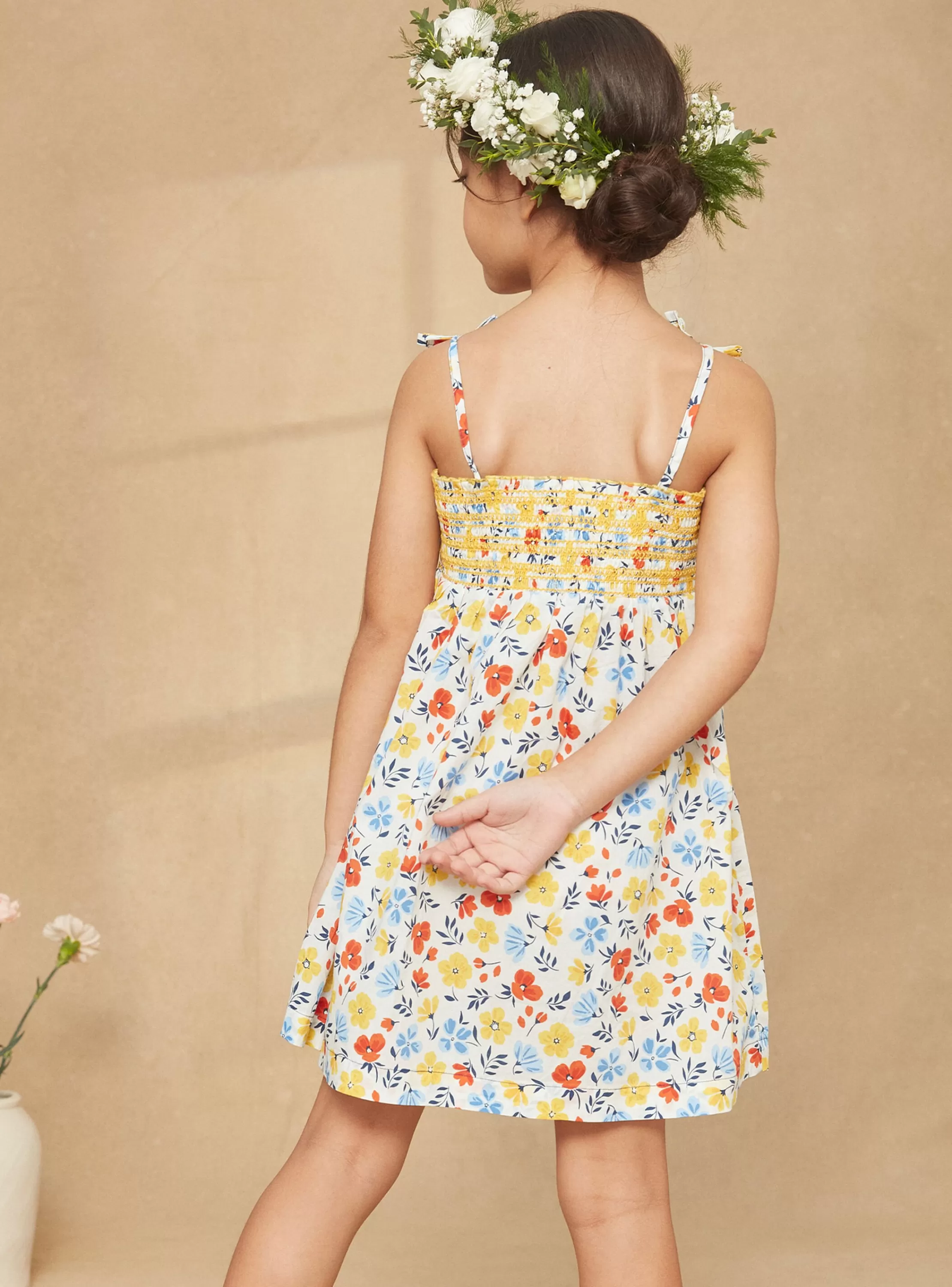 Outlet Sergent Major Robe à smocks écrue à imprimé fleuri