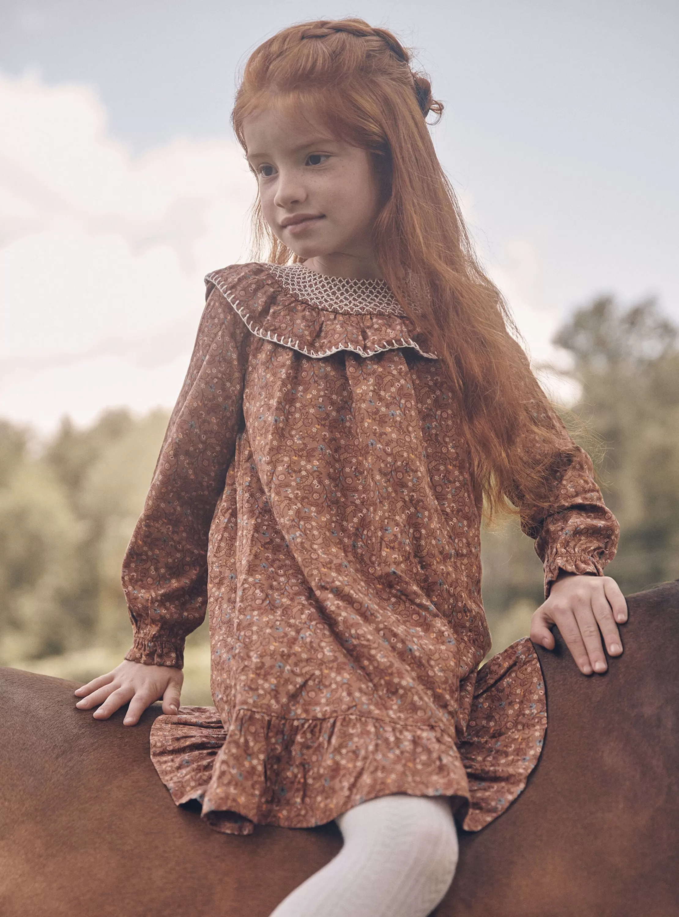 Cheap Sergent Major Robe à volants cannelle à imprimé fleuri et lion