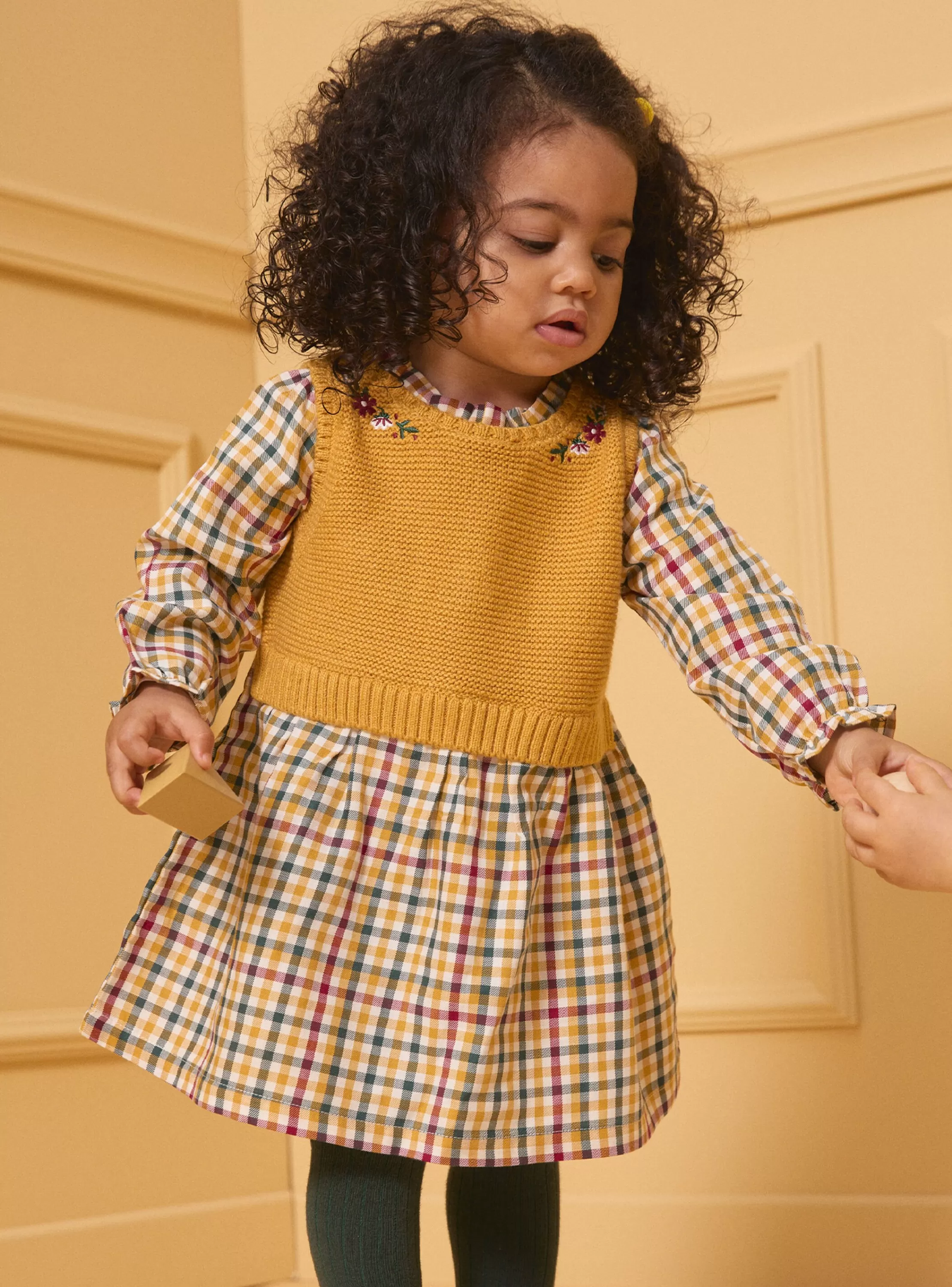 Best Sale Sergent Major Robe bi-matière carreaux