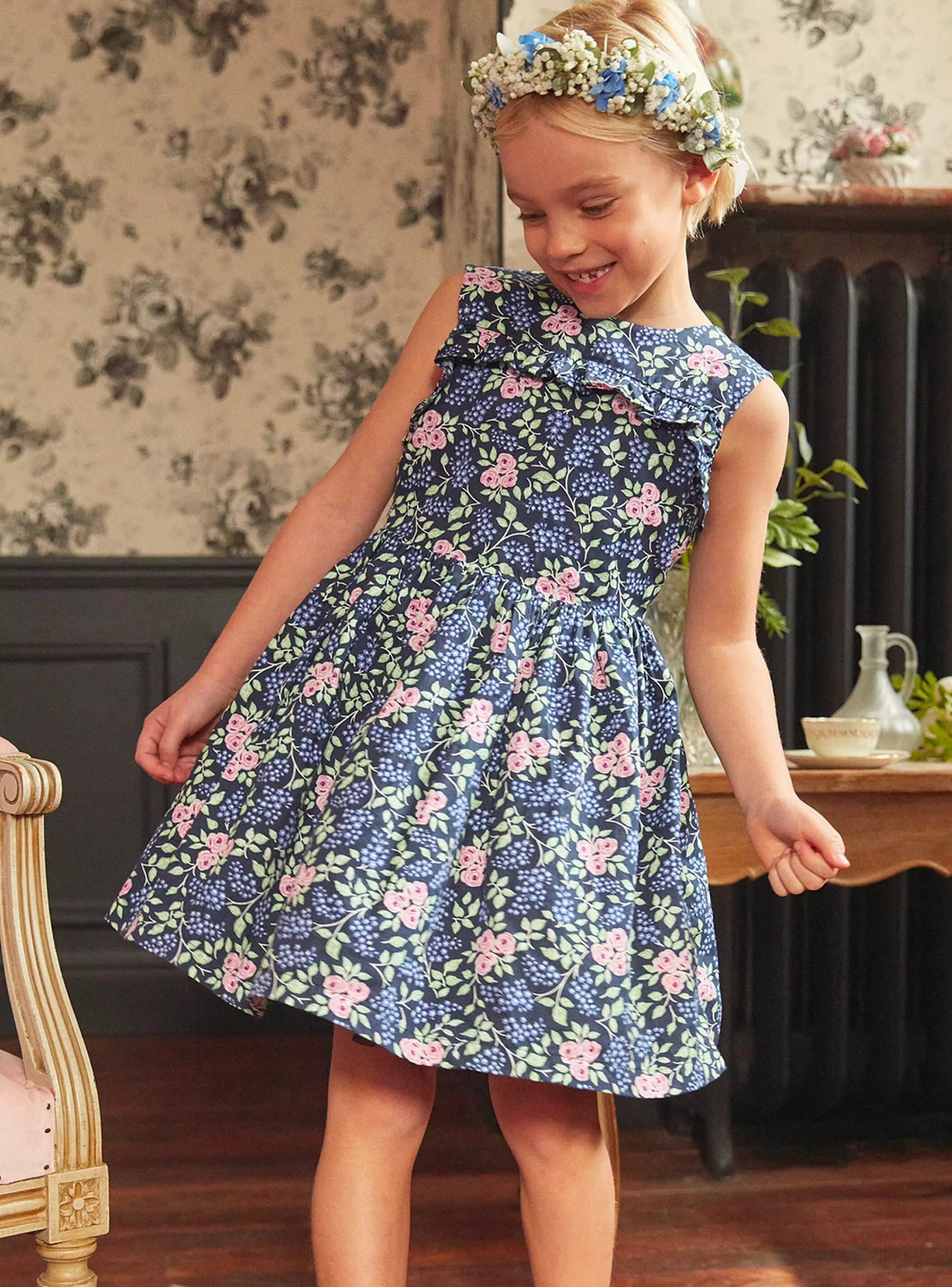 Clearance Sergent Major Robe bleu marine imprimée à fleurs dos nu