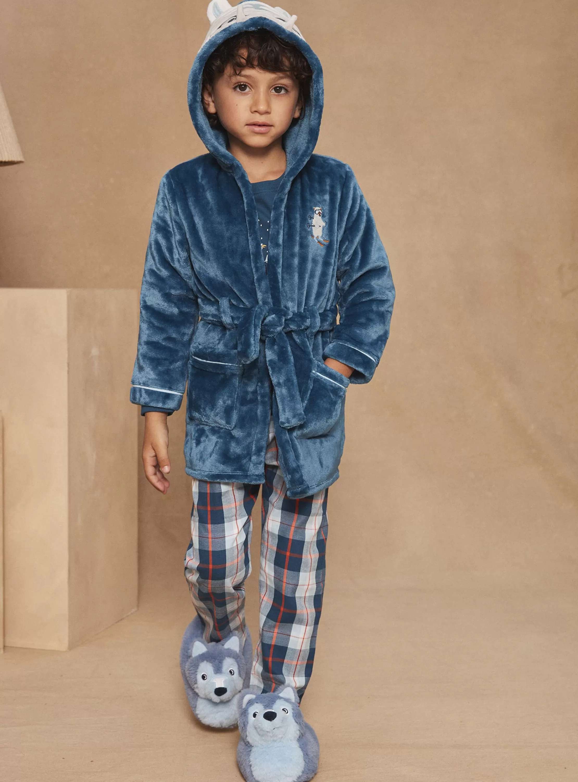 Clearance Sergent Major Robe de chambre bleue à capuche
