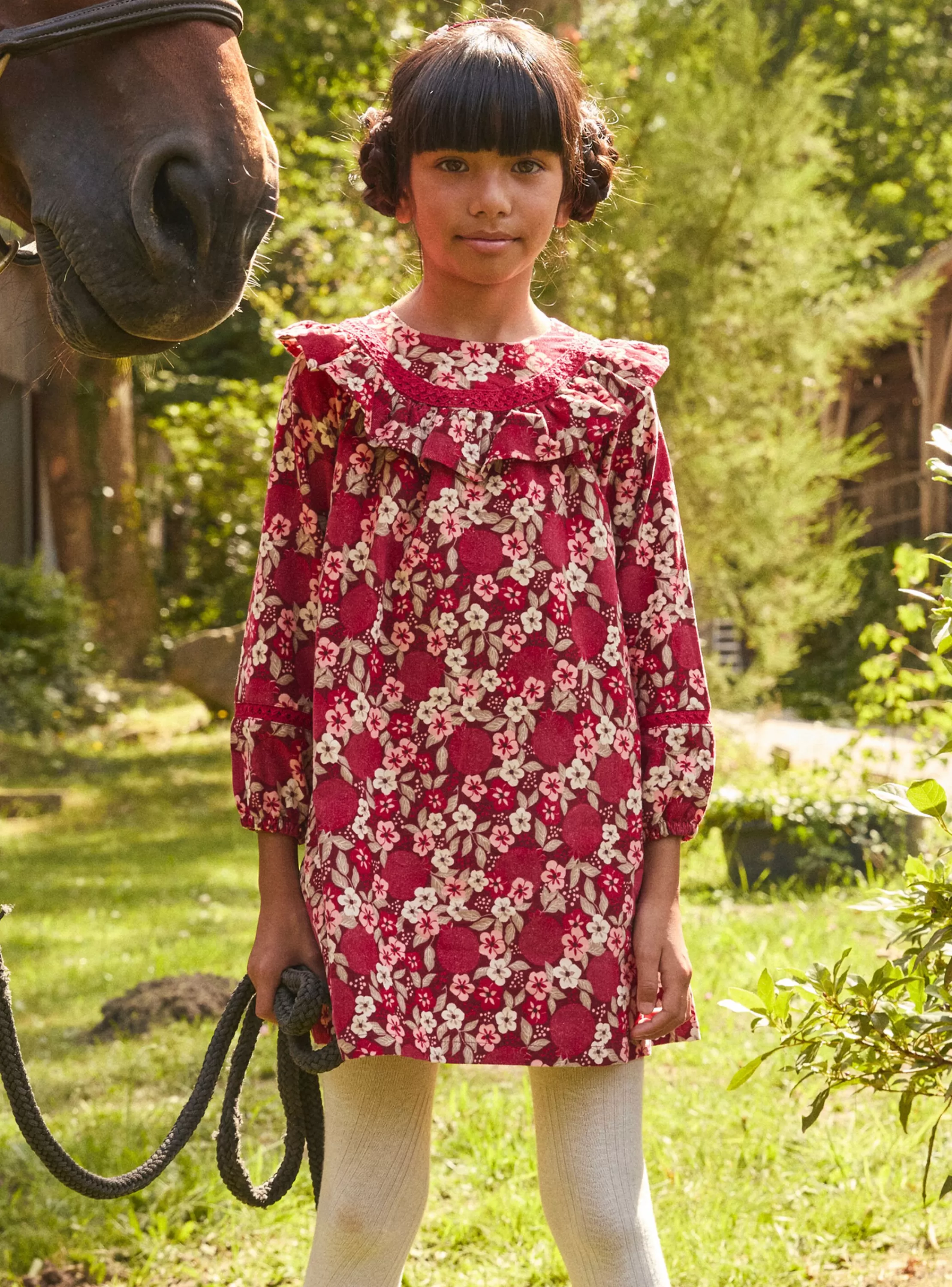 Shop Sergent Major Robe fleurie en velours côtelé