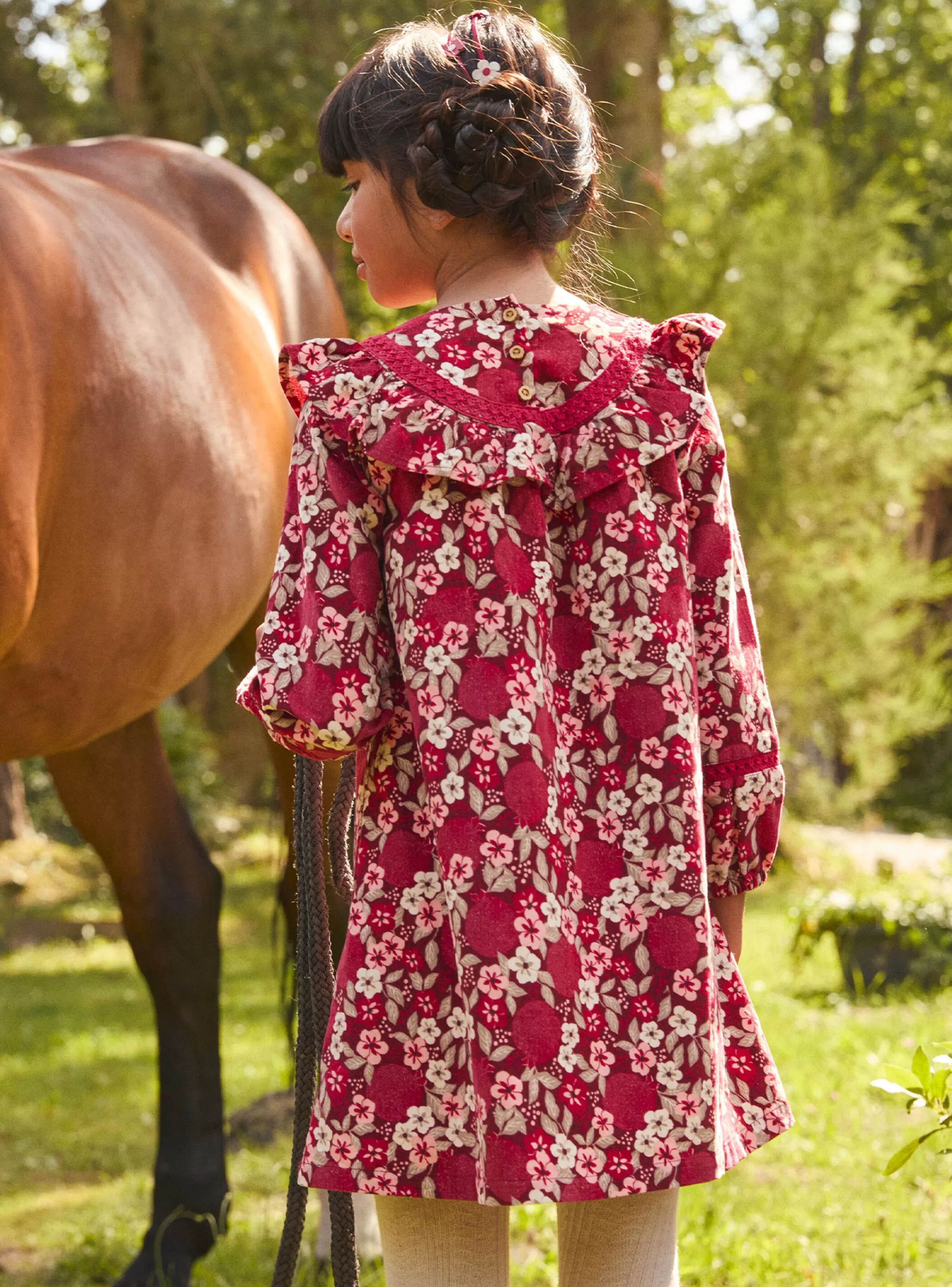 Shop Sergent Major Robe fleurie en velours côtelé