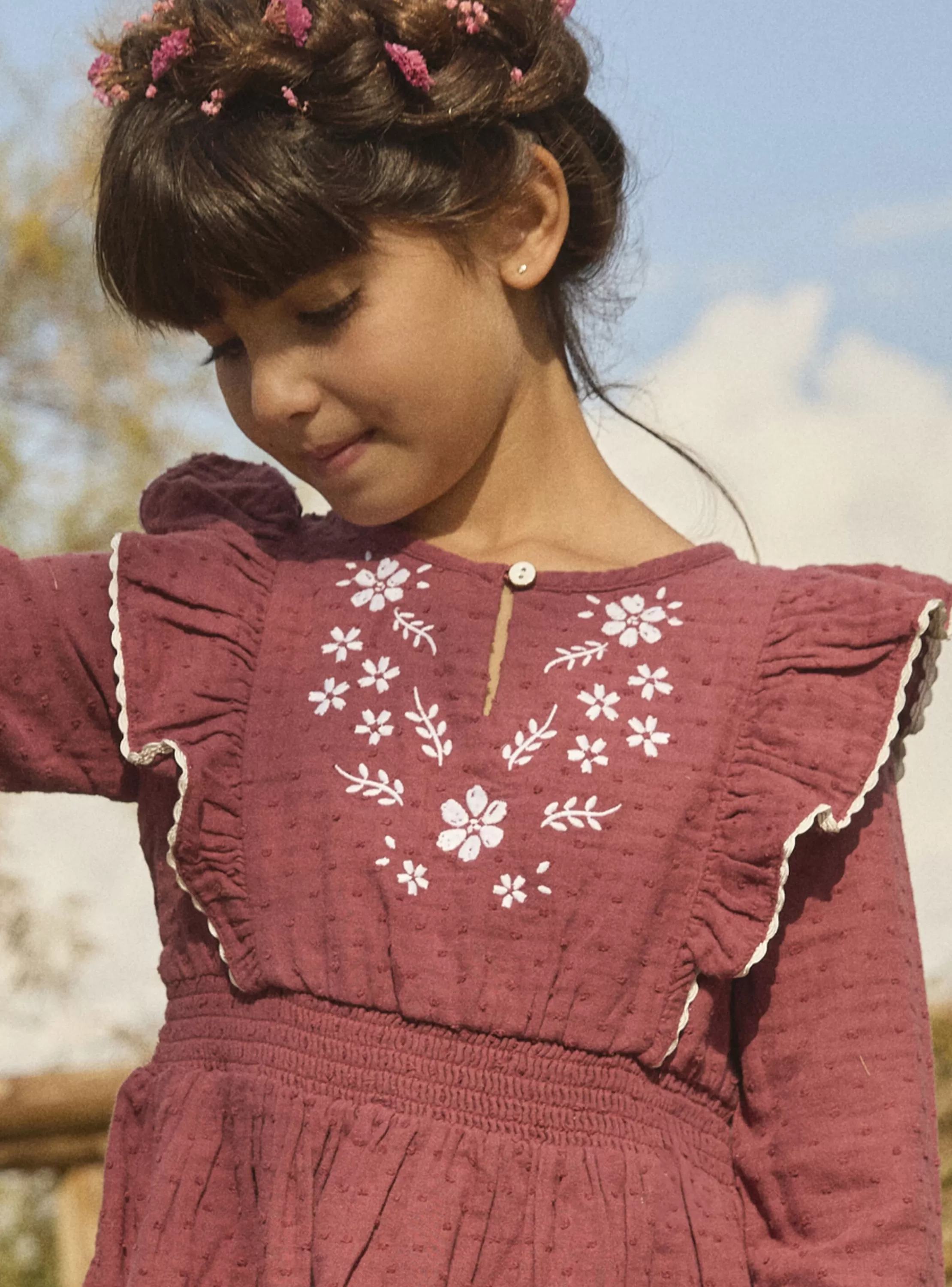 Cheap Sergent Major Robe gaze de coton brodée