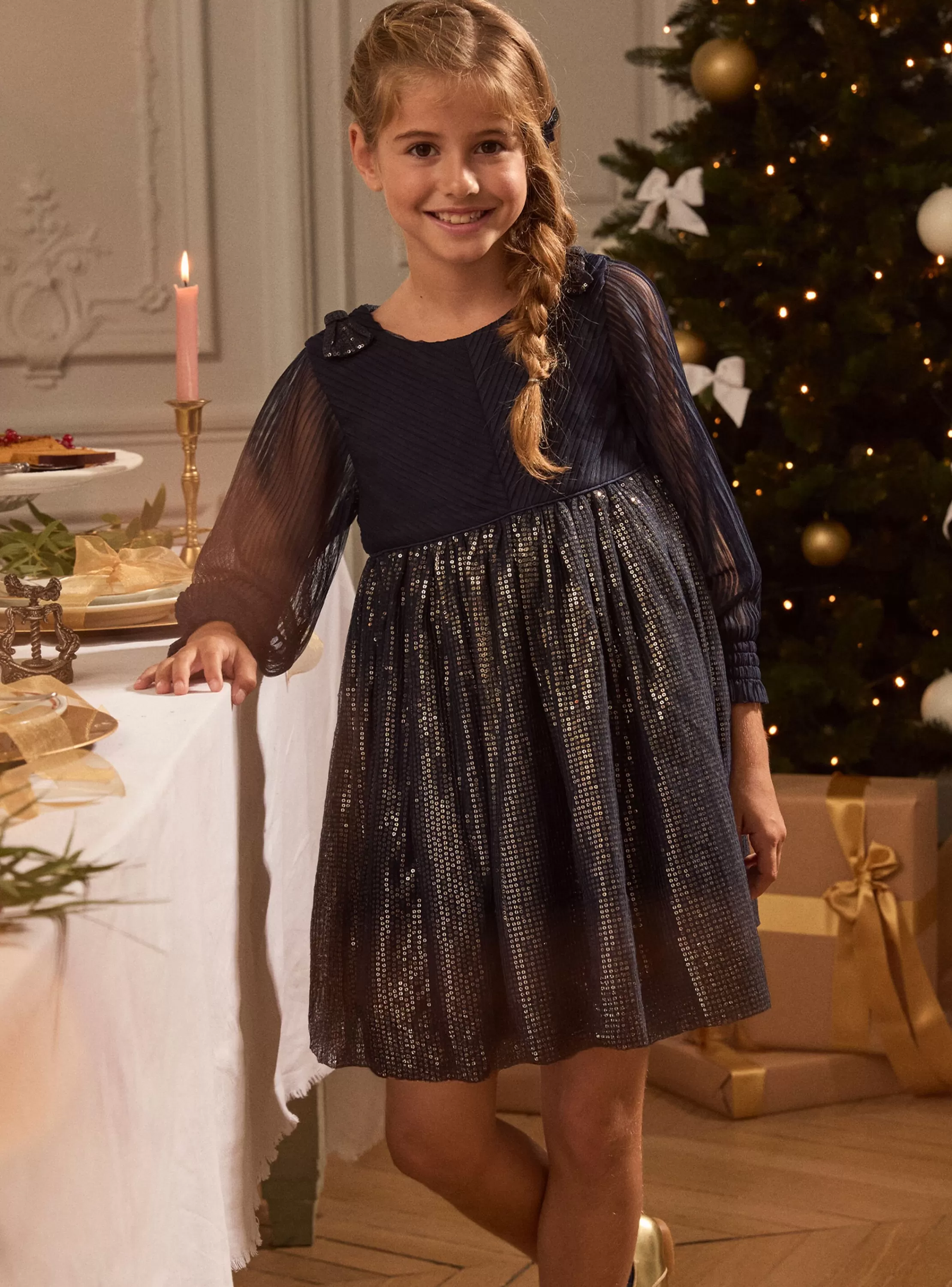 Outlet Sergent Major Robe marine à sequins dorés