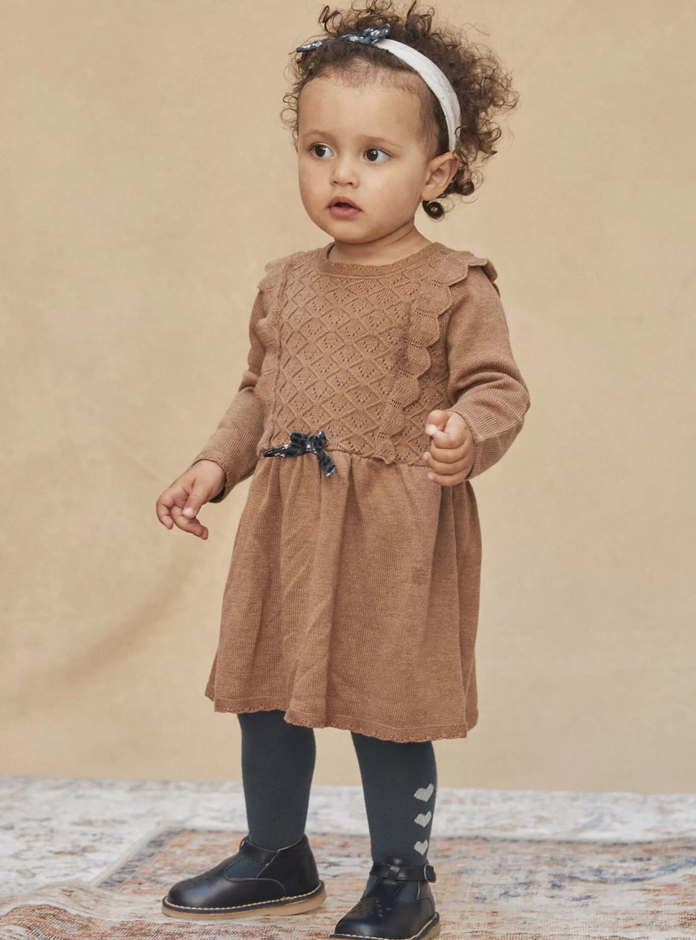 Discount Sergent Major Robe marron chiné en tricot fantaisie