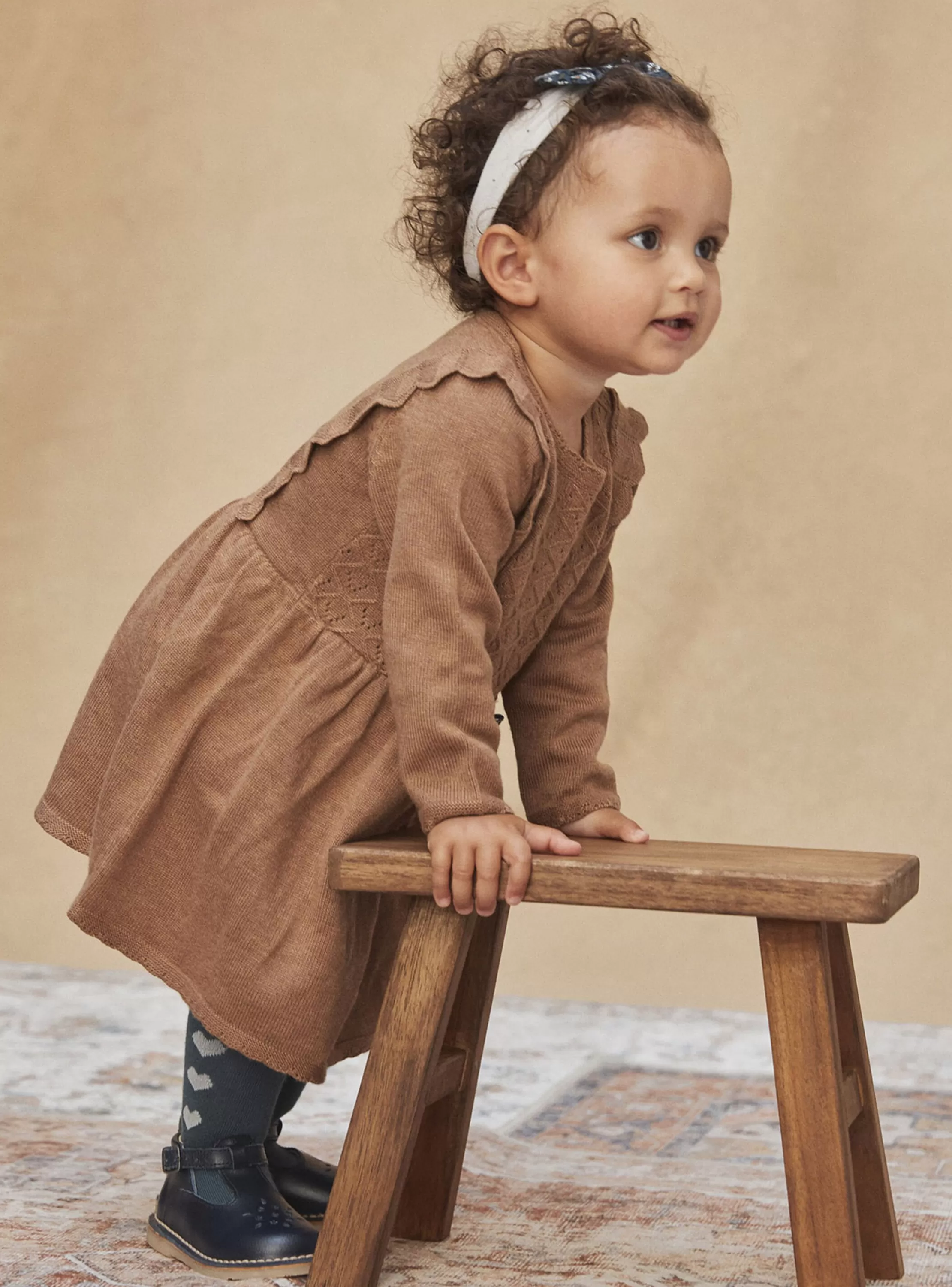 Discount Sergent Major Robe marron chiné en tricot fantaisie