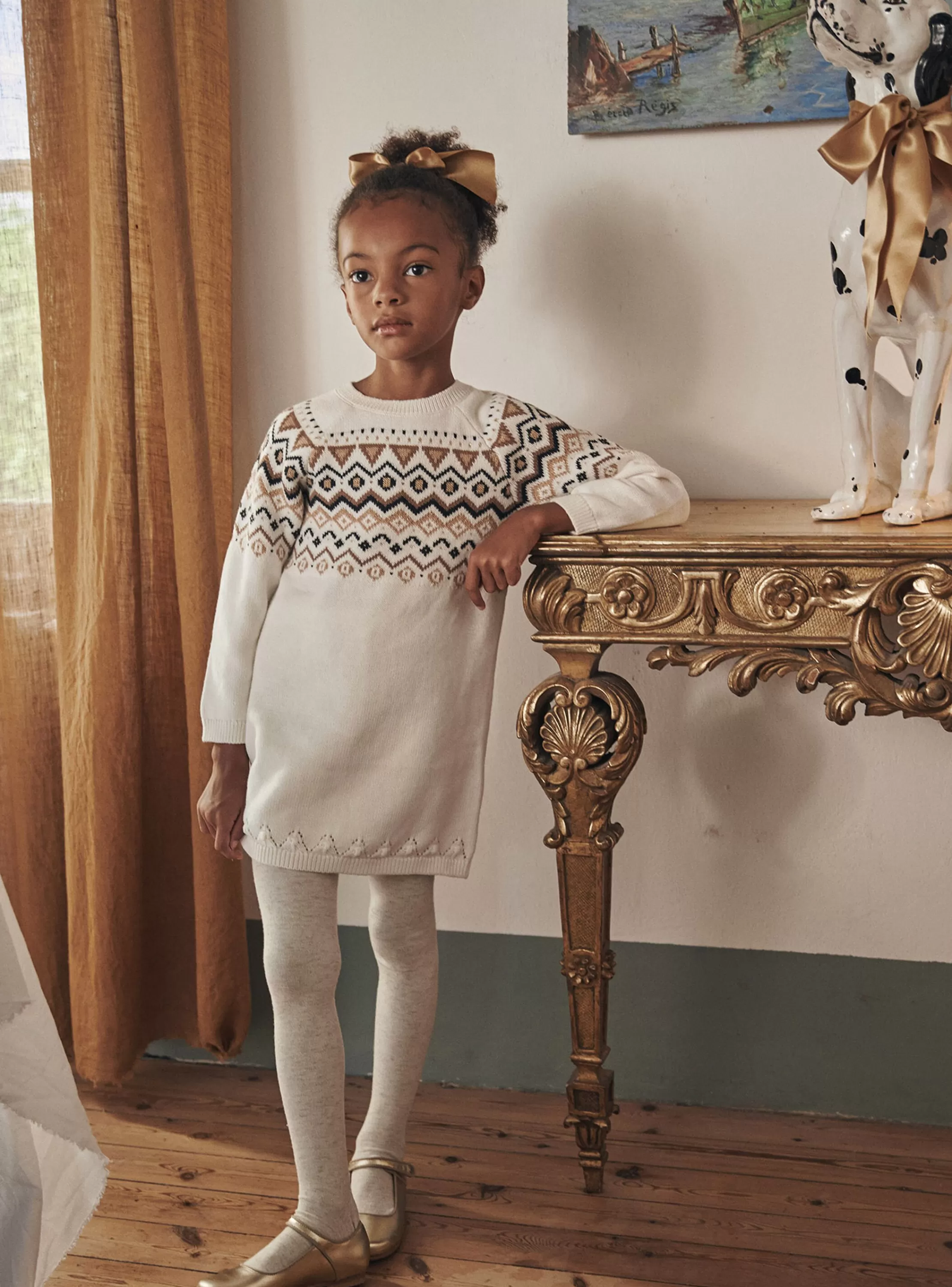 New Sergent Major Robe pull écrue à motifs jacquard