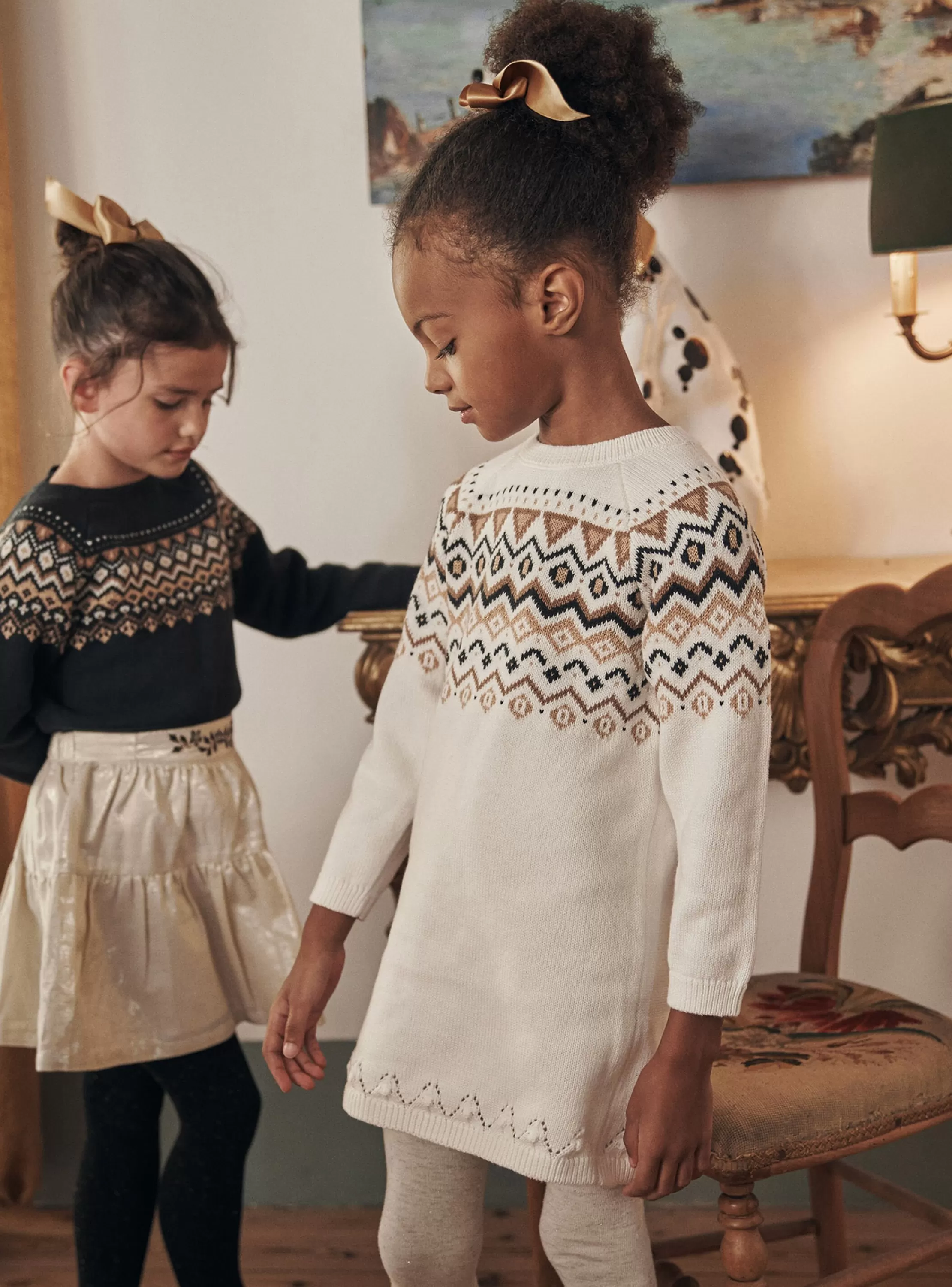 New Sergent Major Robe pull écrue à motifs jacquard