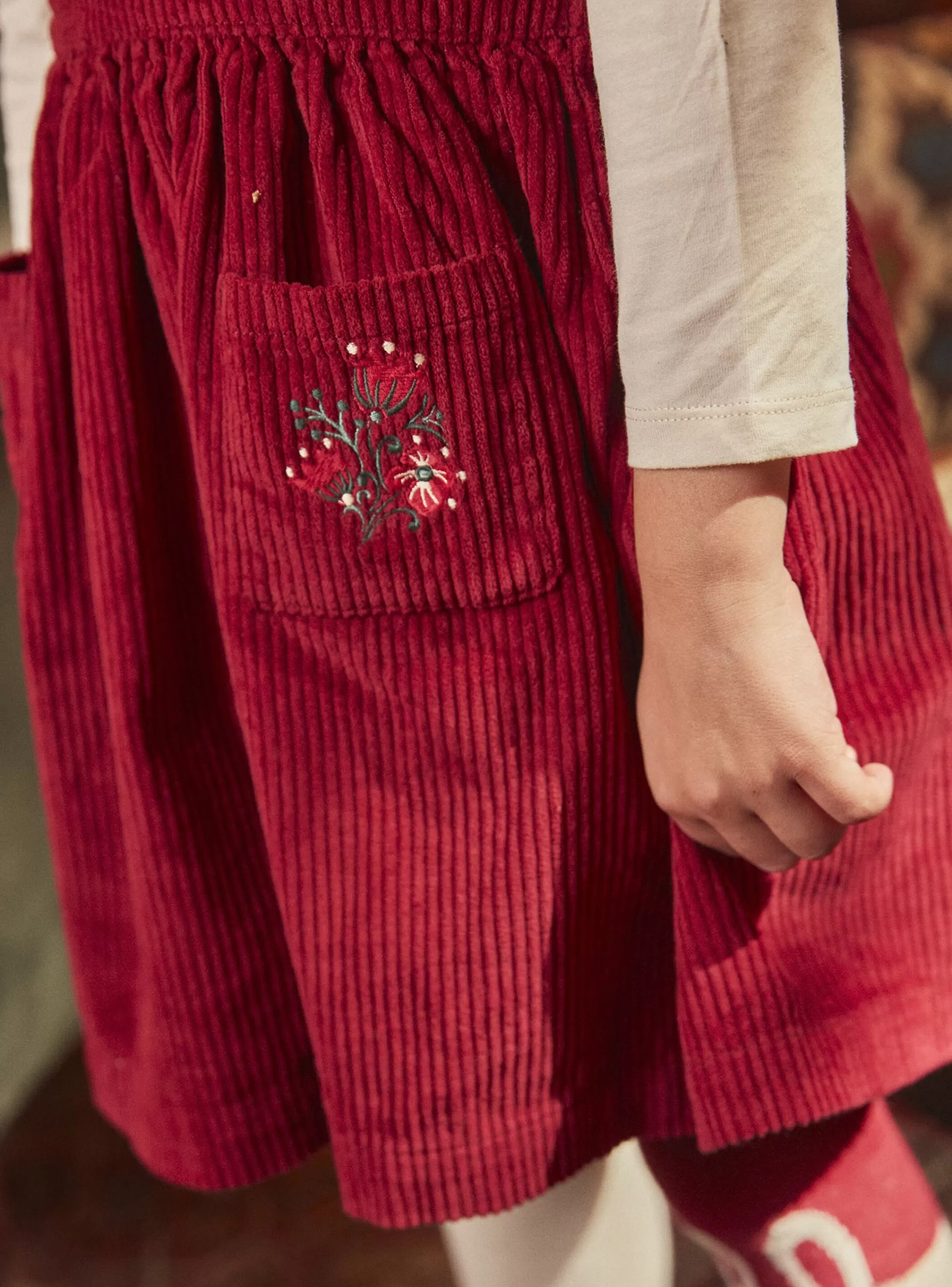 Best Sale Sergent Major Robe rouge en velours côtelé