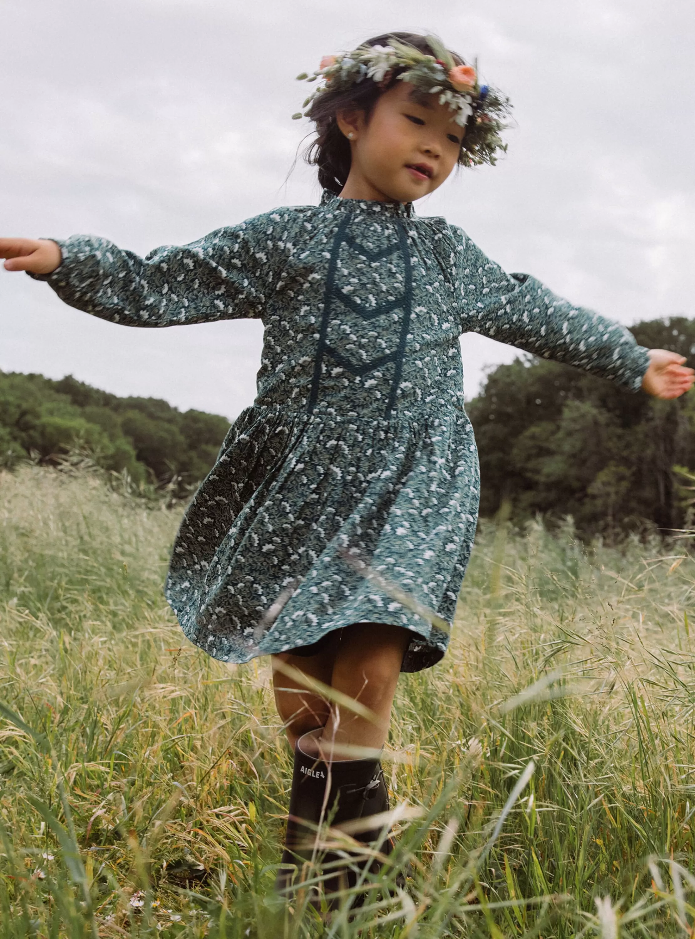 Shop Sergent Major Robe vert émeraude à imprimé fleuri