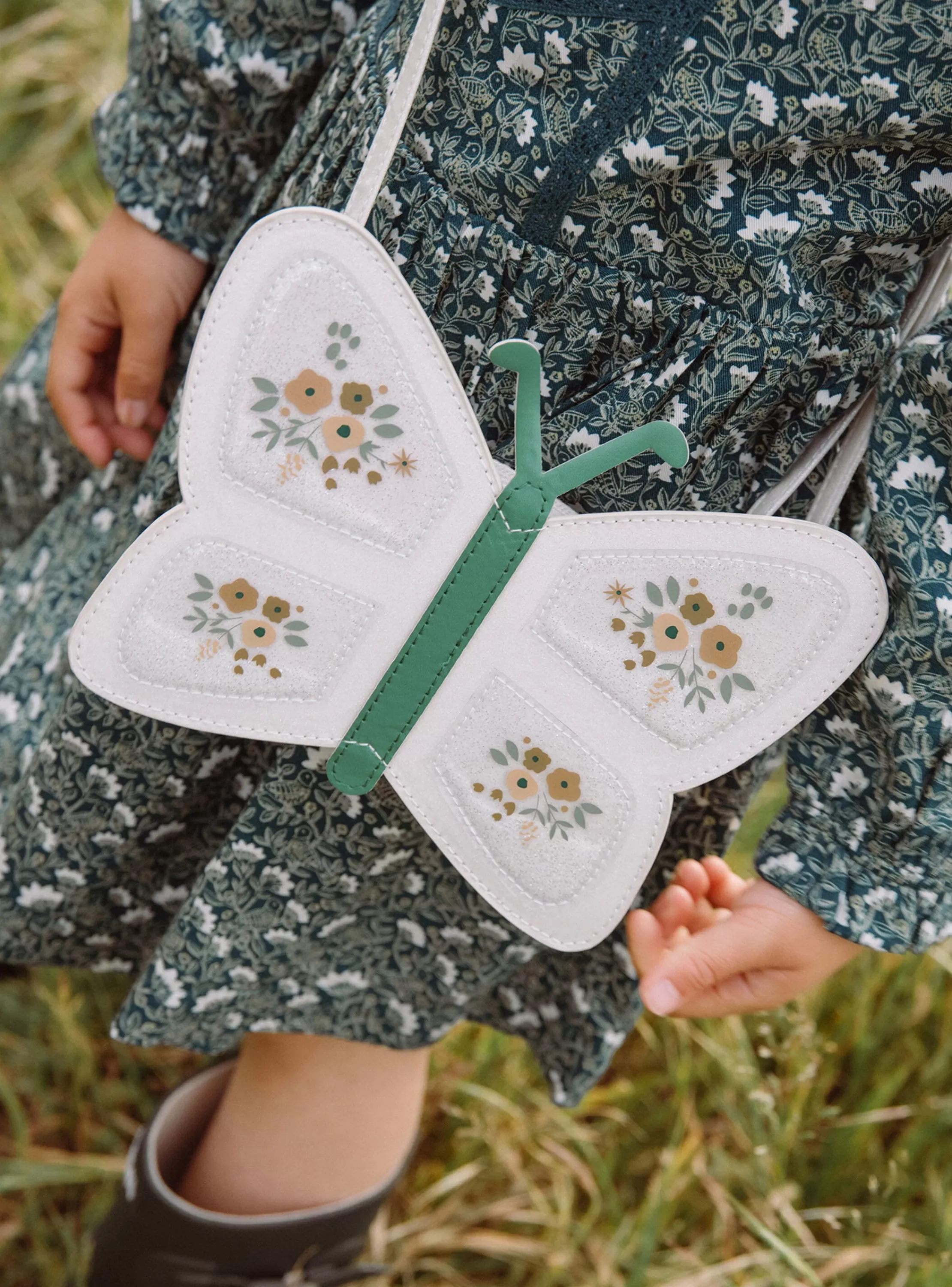 Cheap Sergent Major Sac besace papillon pailleté écru et vert