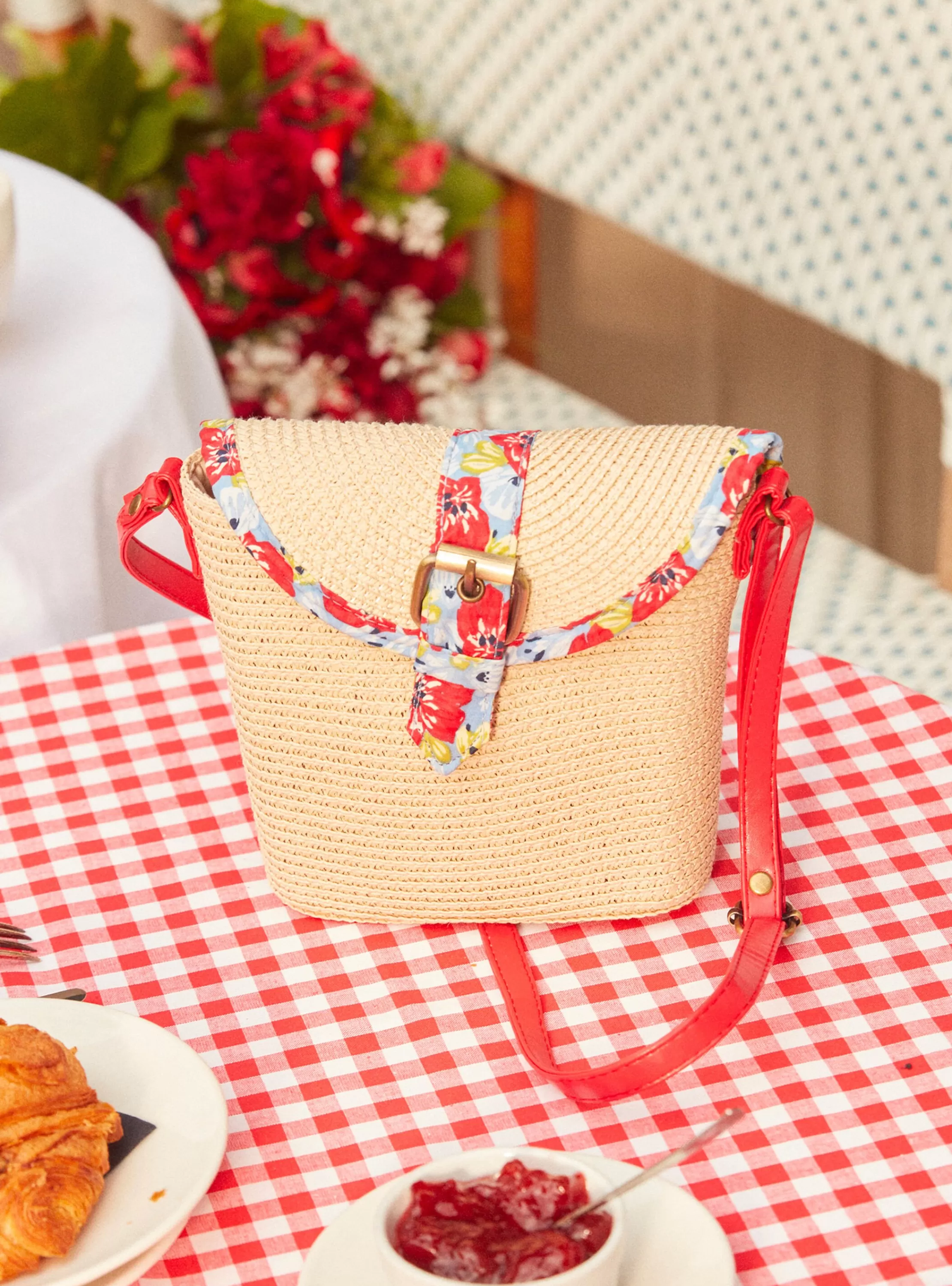 Clearance Sergent Major Sac en paille avec anse en simili cuir