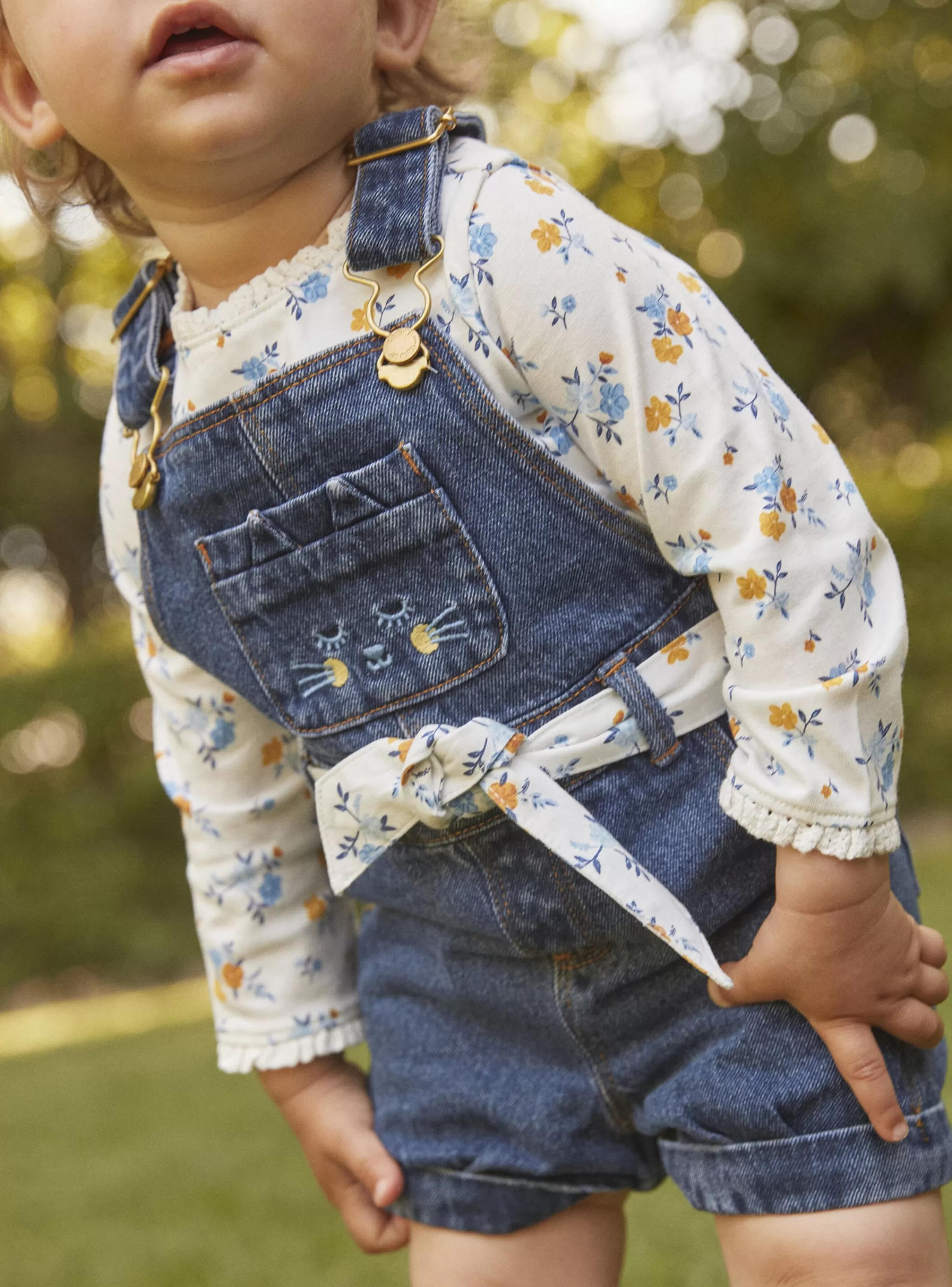 Fashion Sergent Major Salopette courte bleue en jean