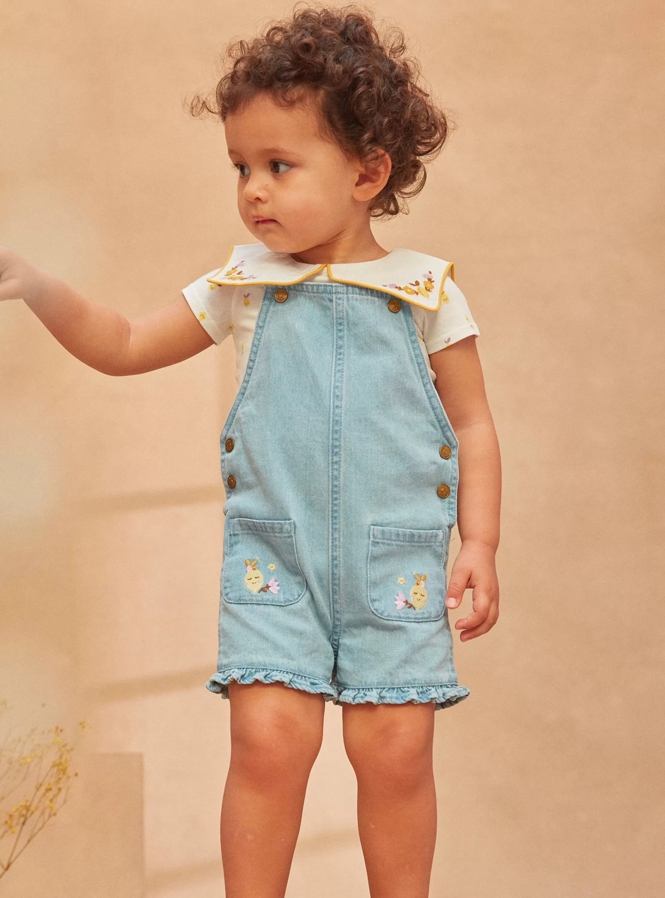 Cheap Sergent Major Salopette courte en denim avec broderies