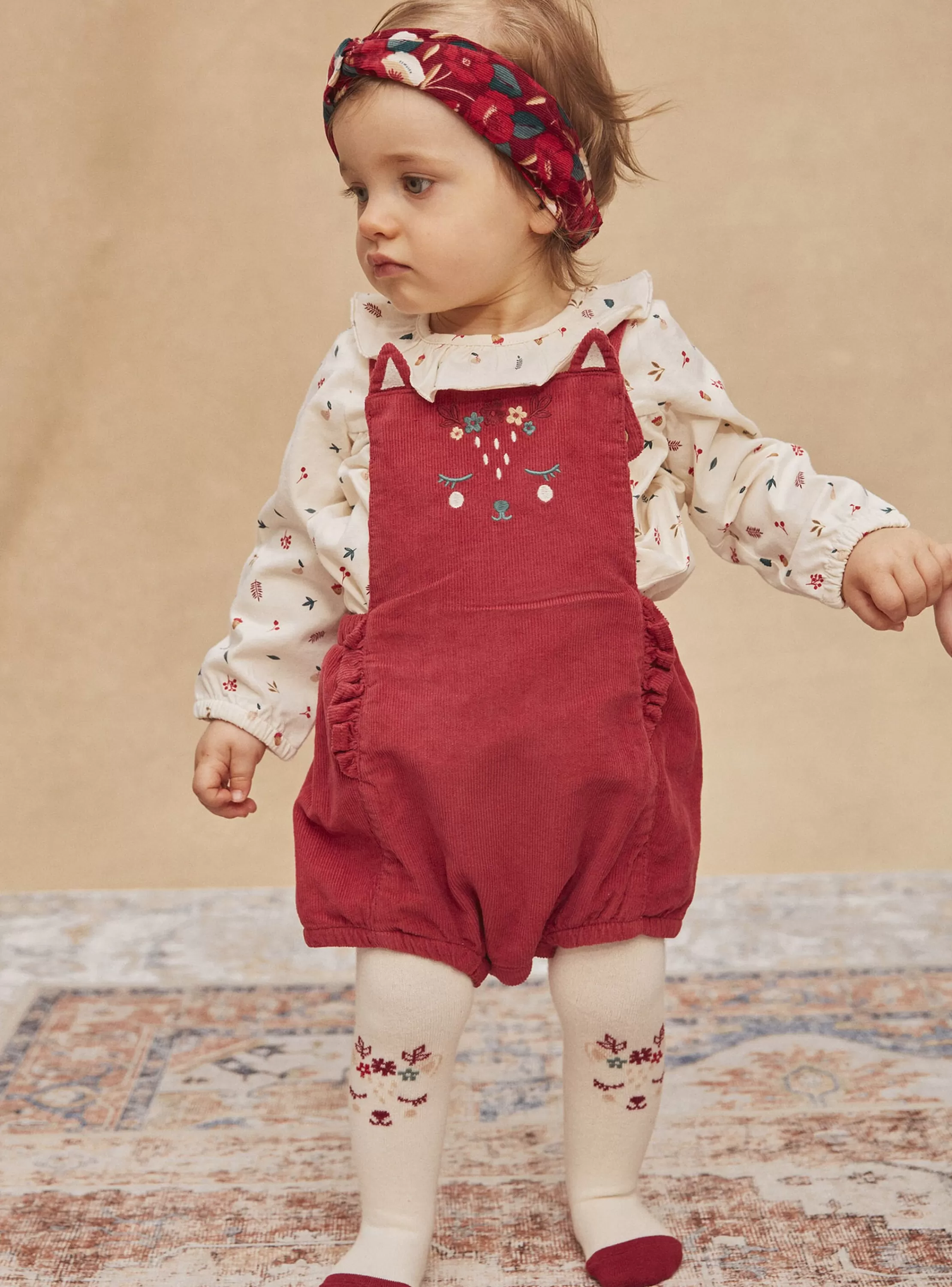 Sale Sergent Major Salopette courte rouge coquelicot en velours côtelé