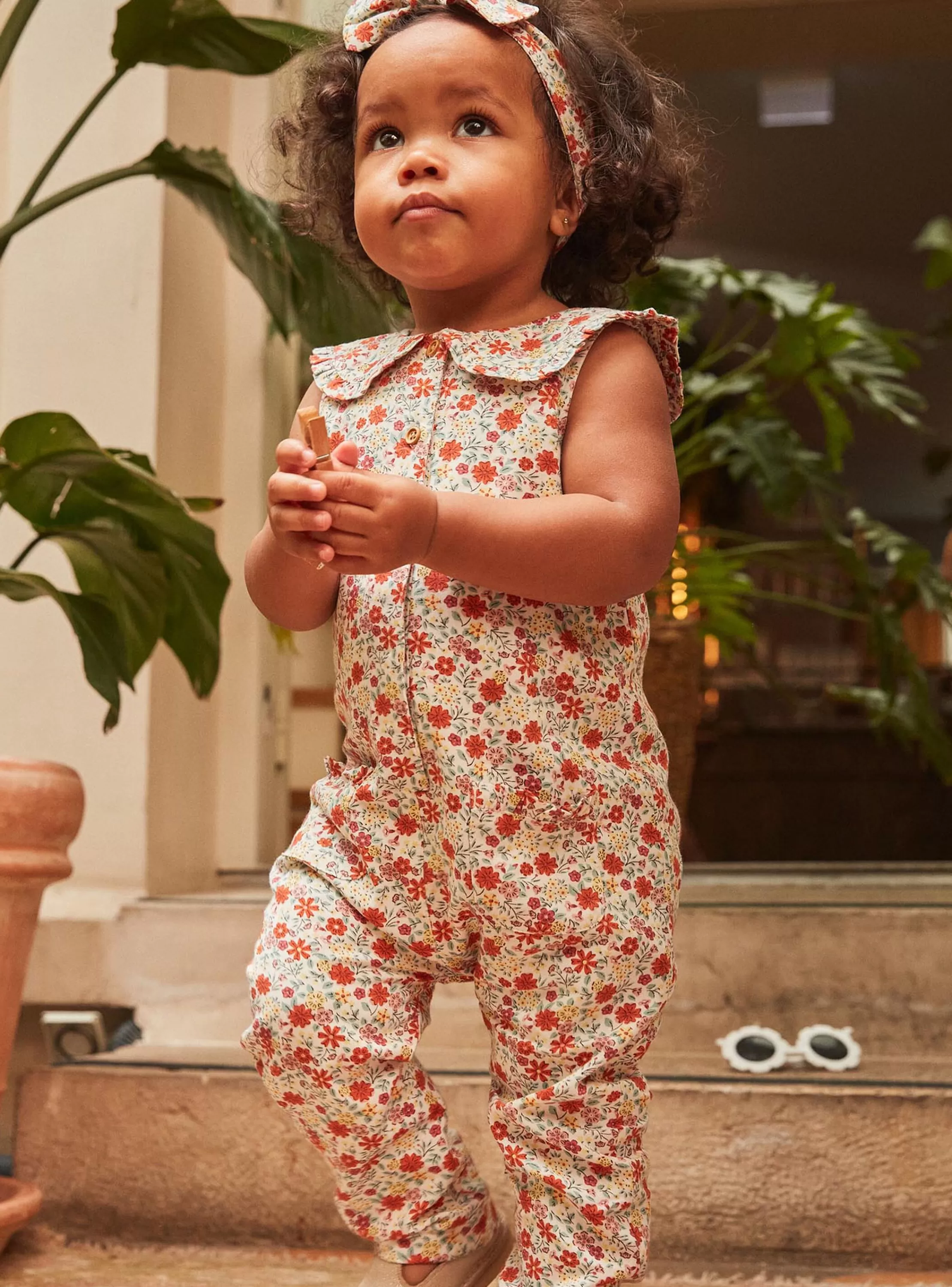 Outlet Sergent Major Salopette vanille en twill à imprimé fleuri