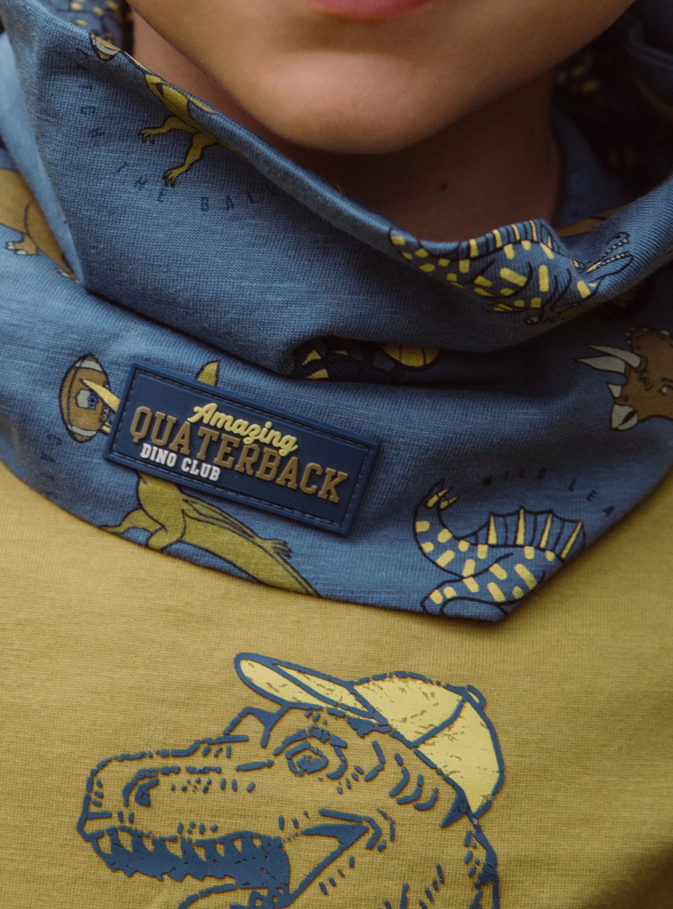 Sale Sergent Major Snood bleu ardoise à imprimé dinosaures