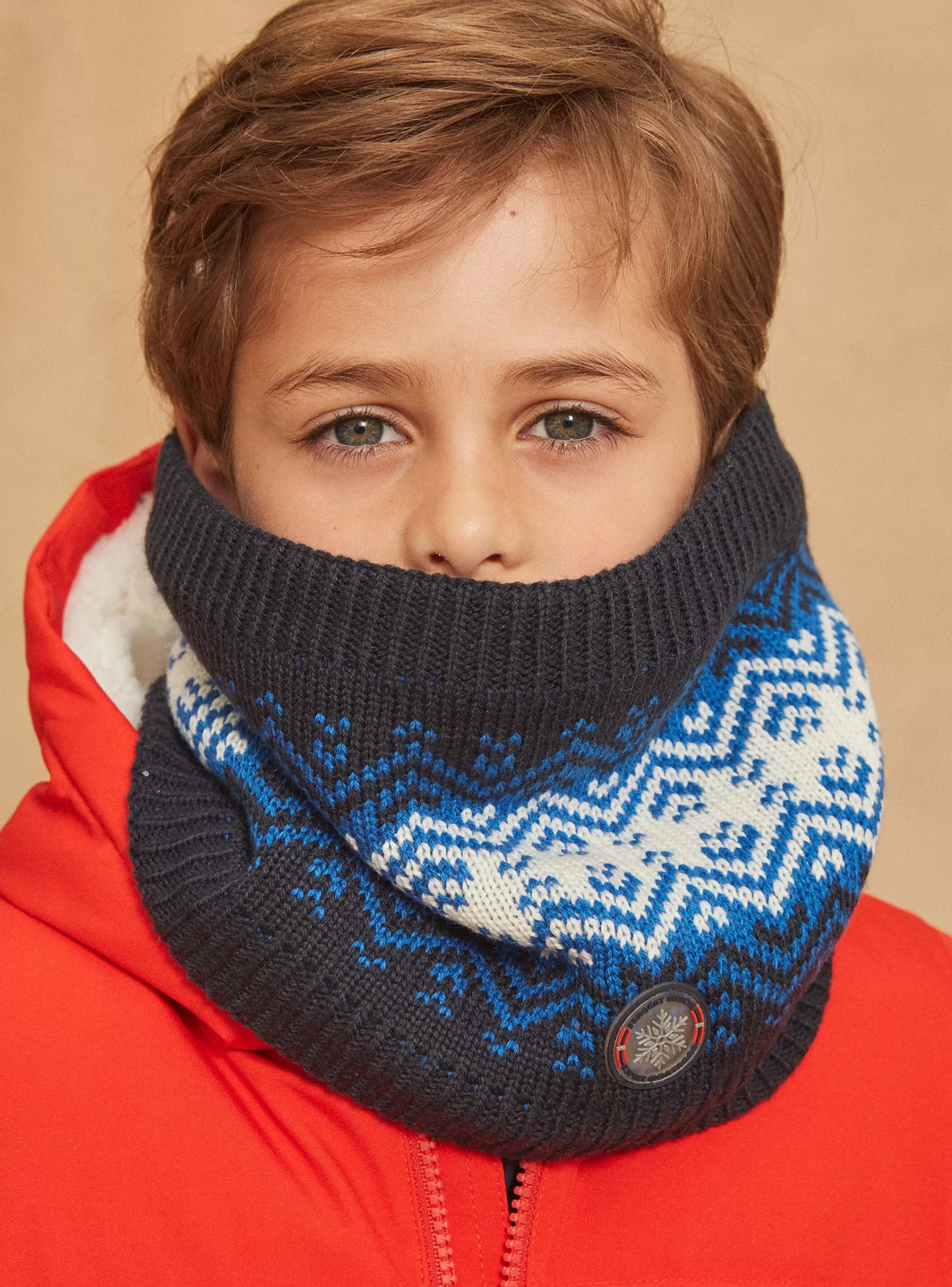 Clearance Sergent Major Snood bleu marine et blanc en tricot