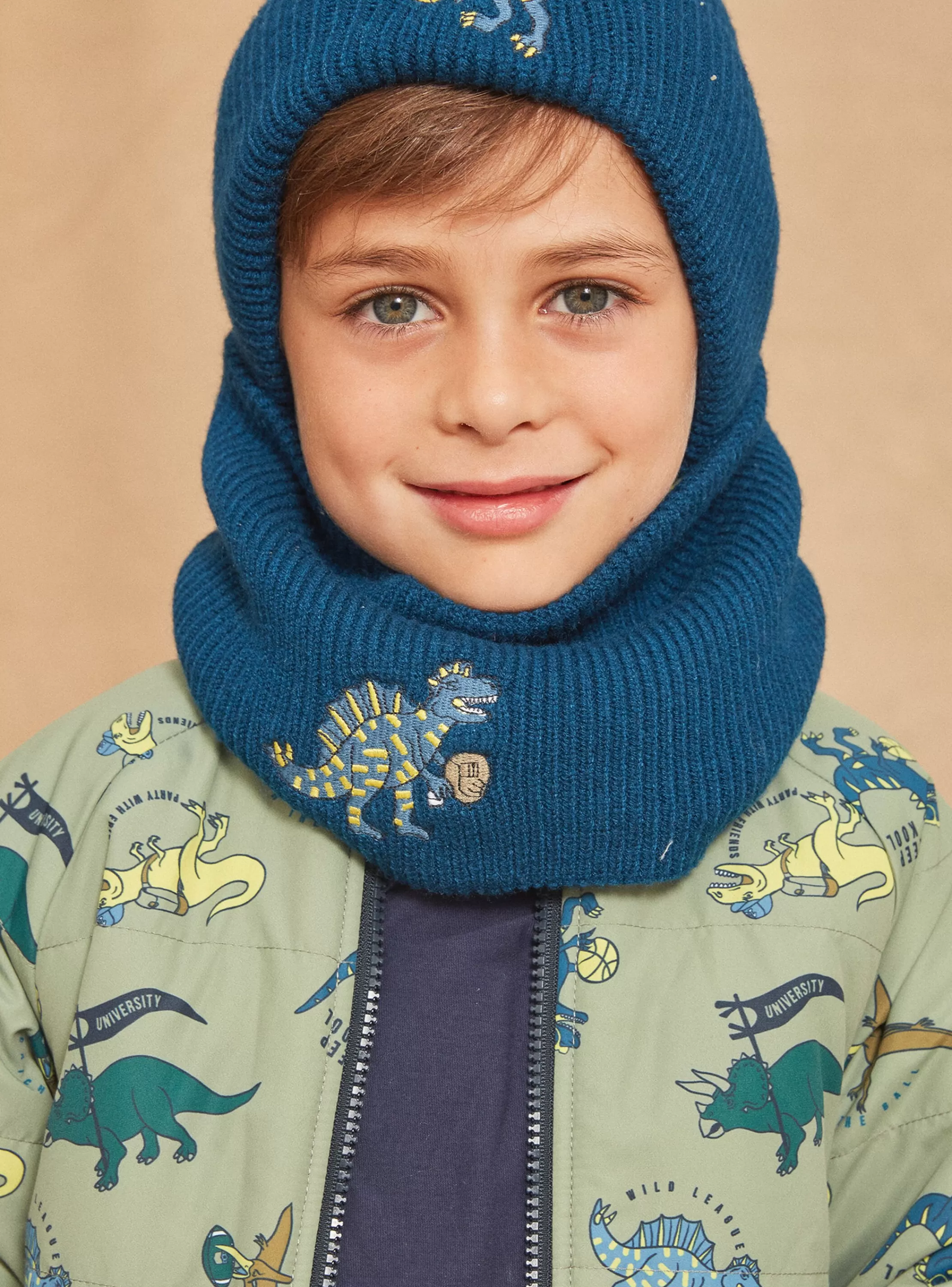 Online Sergent Major Snood bleu pétrole en tricot