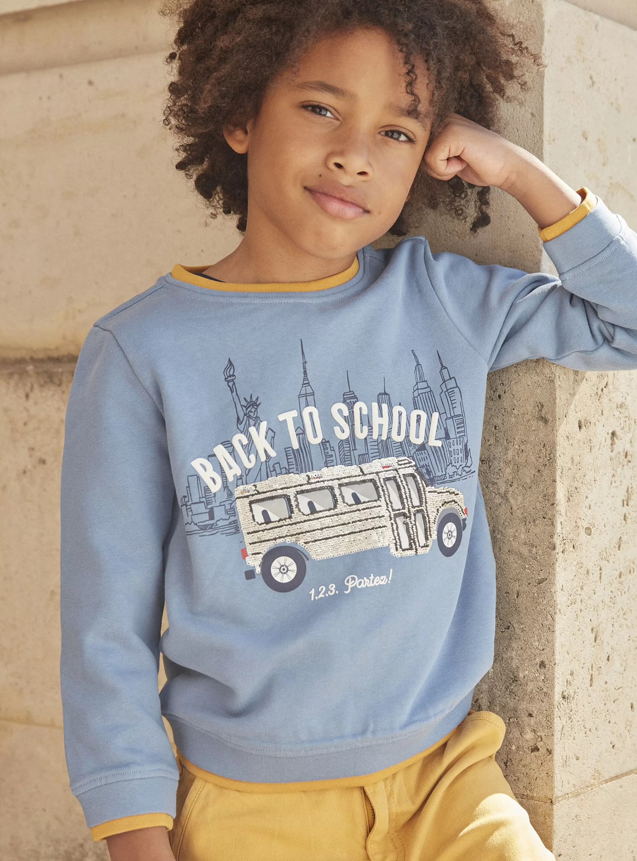 Shop Sergent Major Sweat bleu en molleton gratté