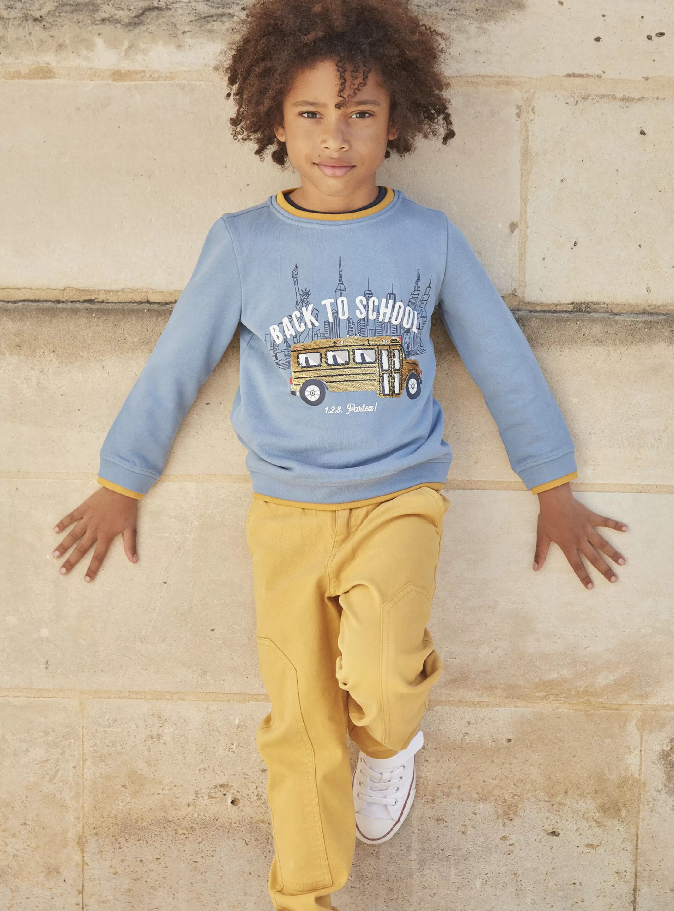 Shop Sergent Major Sweat bleu en molleton gratté