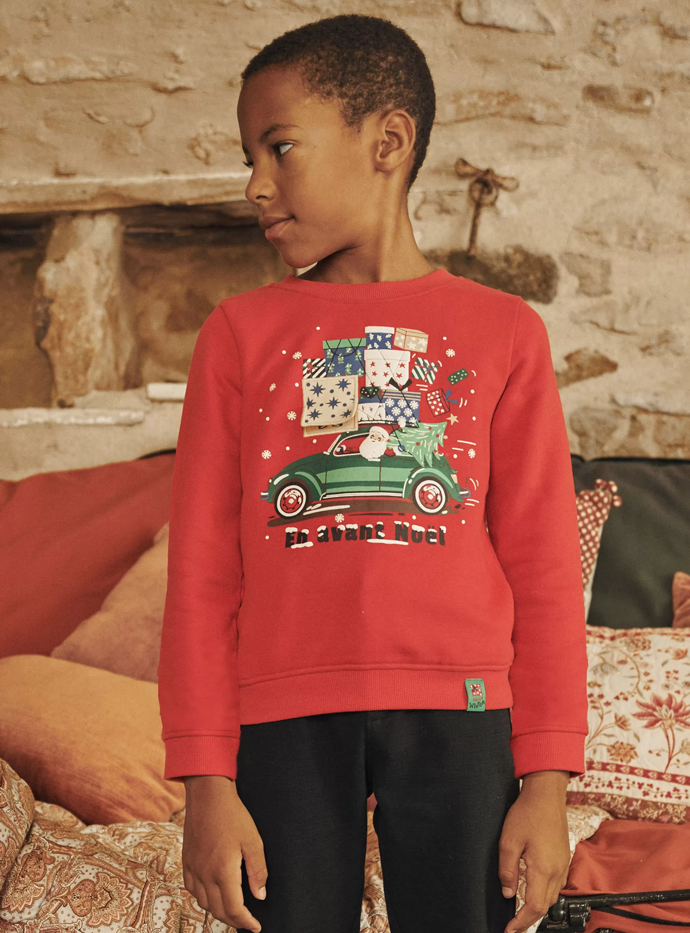 Best Sale Sergent Major Sweat rouge à motif Noël