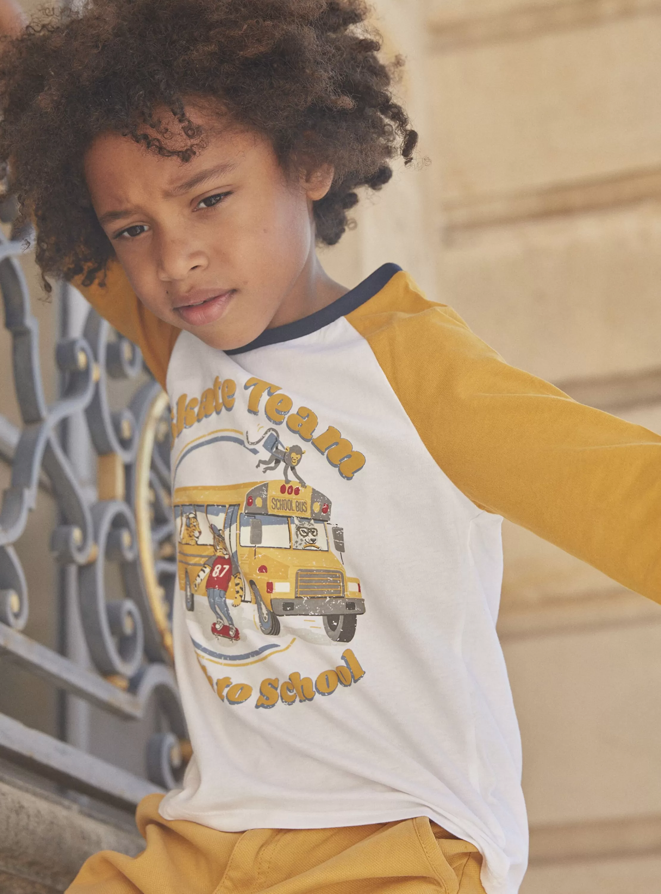 Best Sale Sergent Major T-shirt blanc à motif bus scolaire
