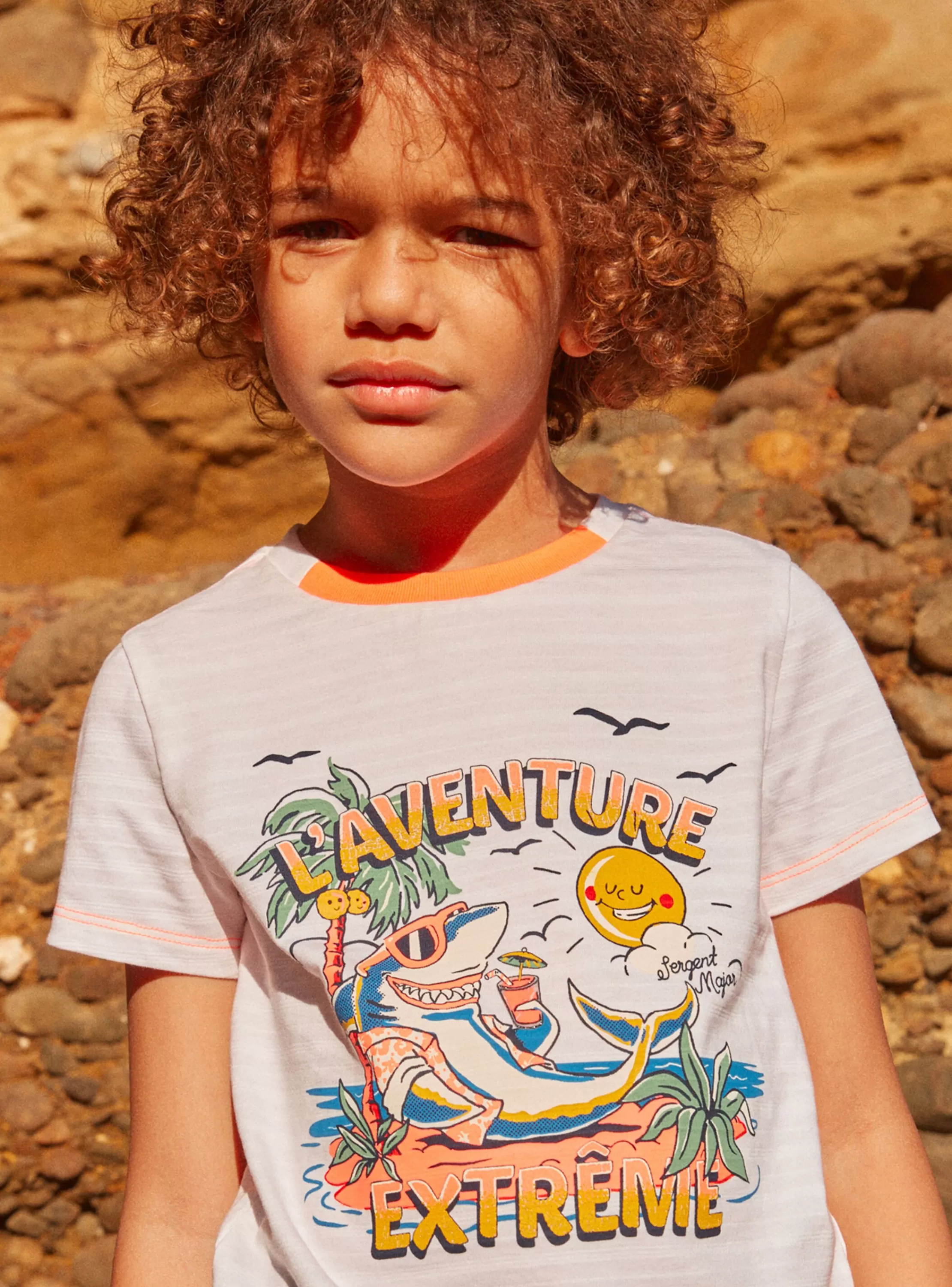 Cheap Sergent Major T-shirt blanc à motif requin en jersey