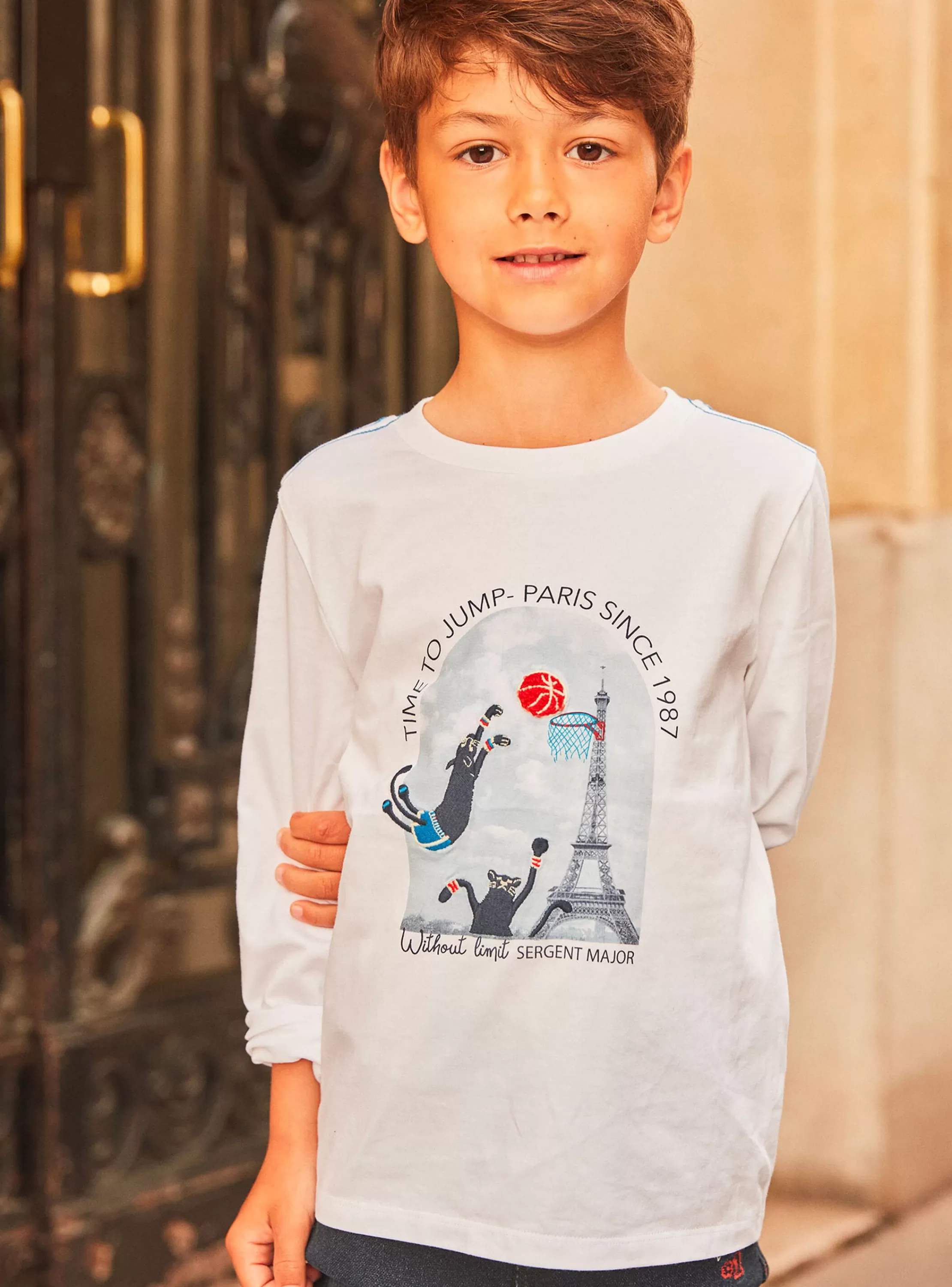 Outlet Sergent Major T-shirt blanc à motifs basket à Paris